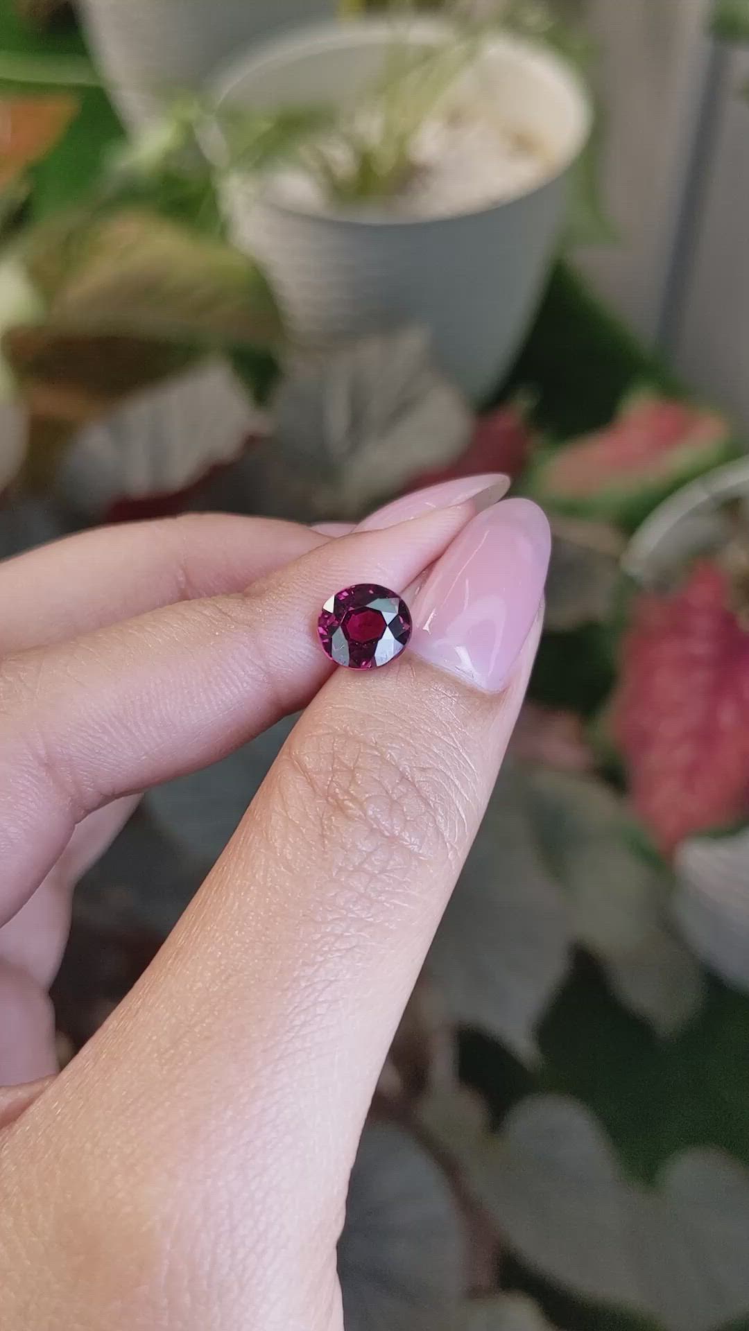 2.38 Ct. Purplish Pink Rhodolite Garnet from Ceylon (Sri Lanka) Size Video