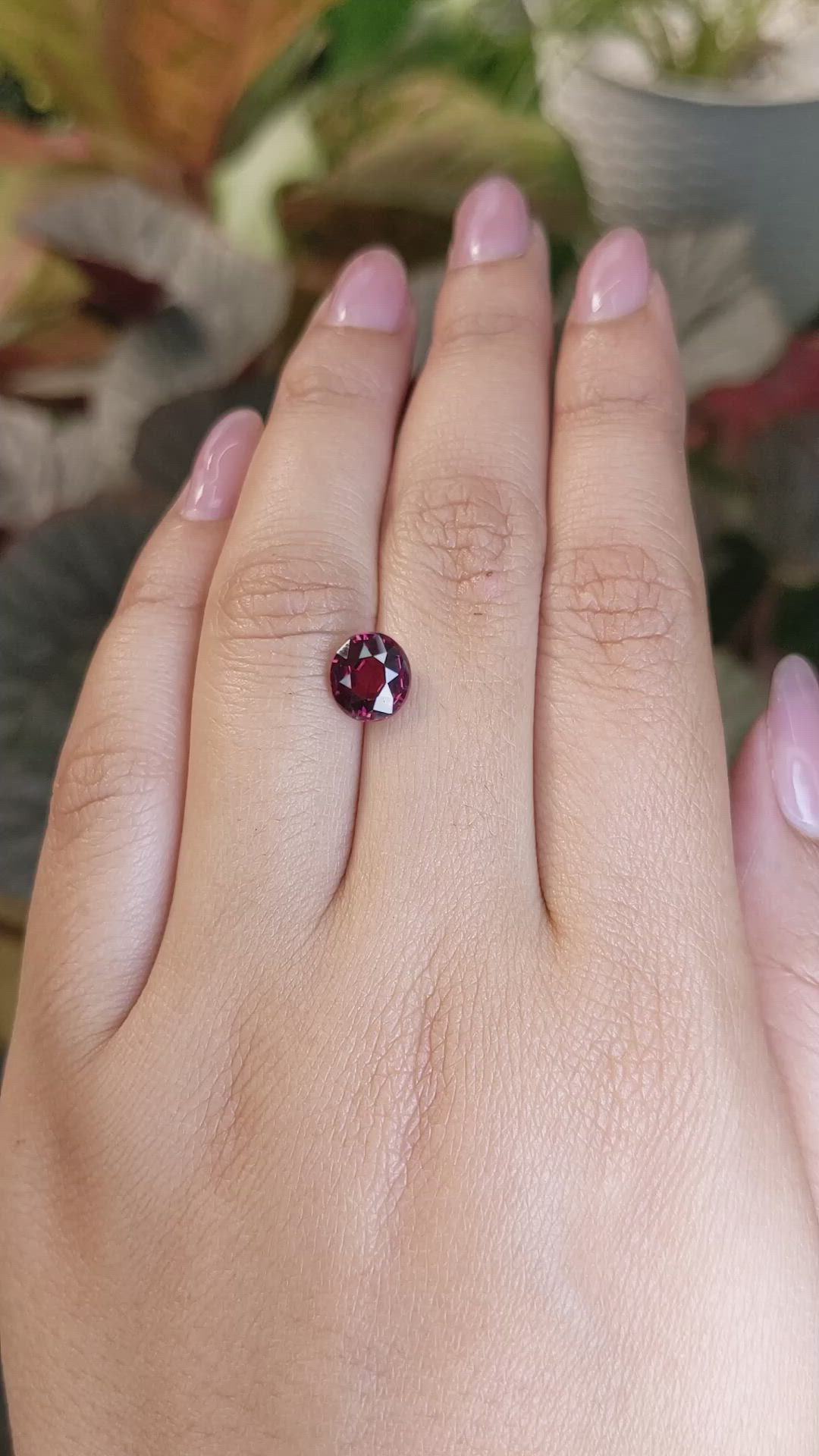 2.38 Ct. Purplish Pink Rhodolite Garnet from Ceylon (Sri Lanka) Size Video