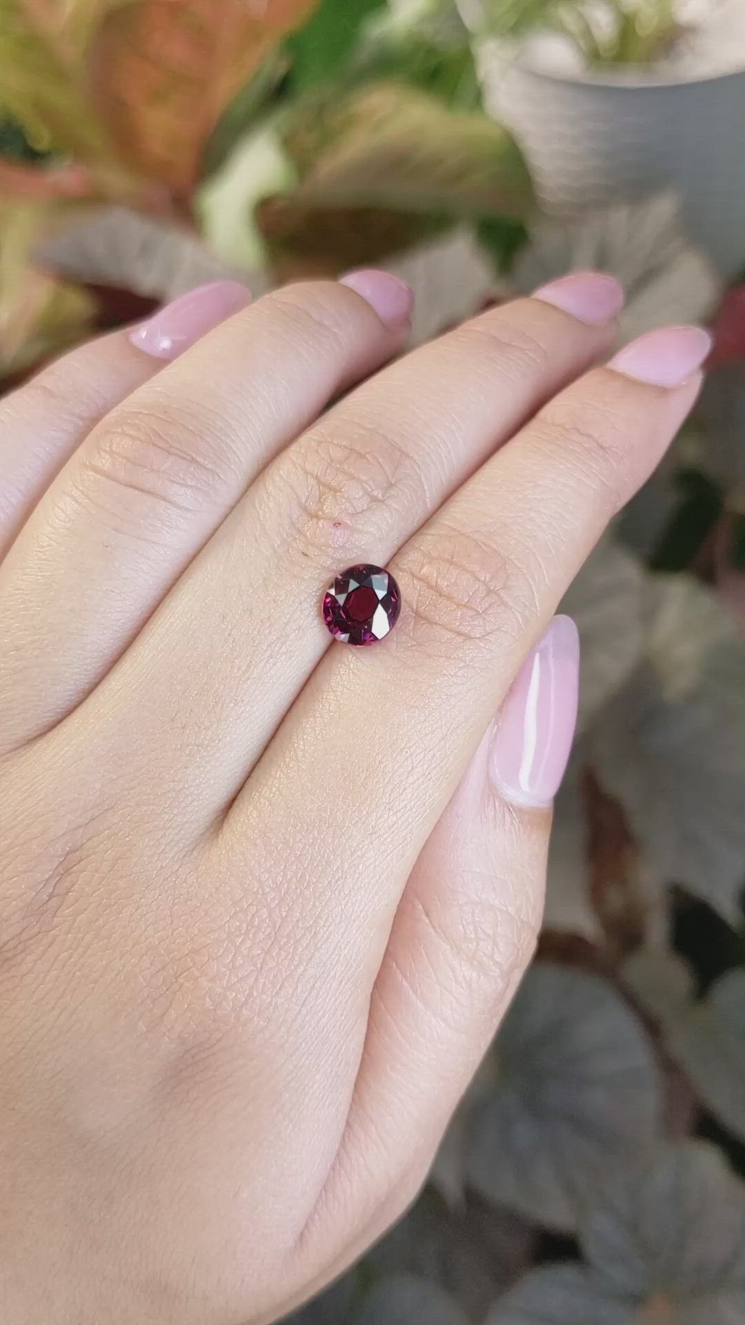 2.38 Ct. Purplish Pink Rhodolite Garnet from Ceylon (Sri Lanka) Size Video