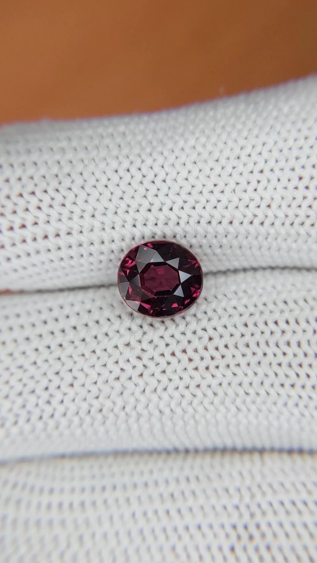 2.38 Ct. Purplish Pink Rhodolite Garnet from Ceylon (Sri Lanka) Size Video