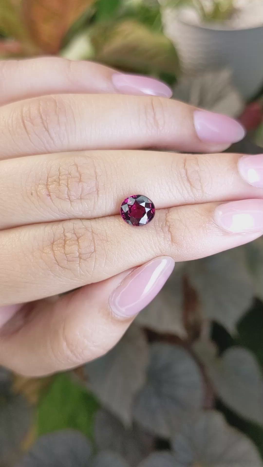 2.38 Ct. Purplish Pink Rhodolite Garnet from Ceylon (Sri Lanka) Size Video