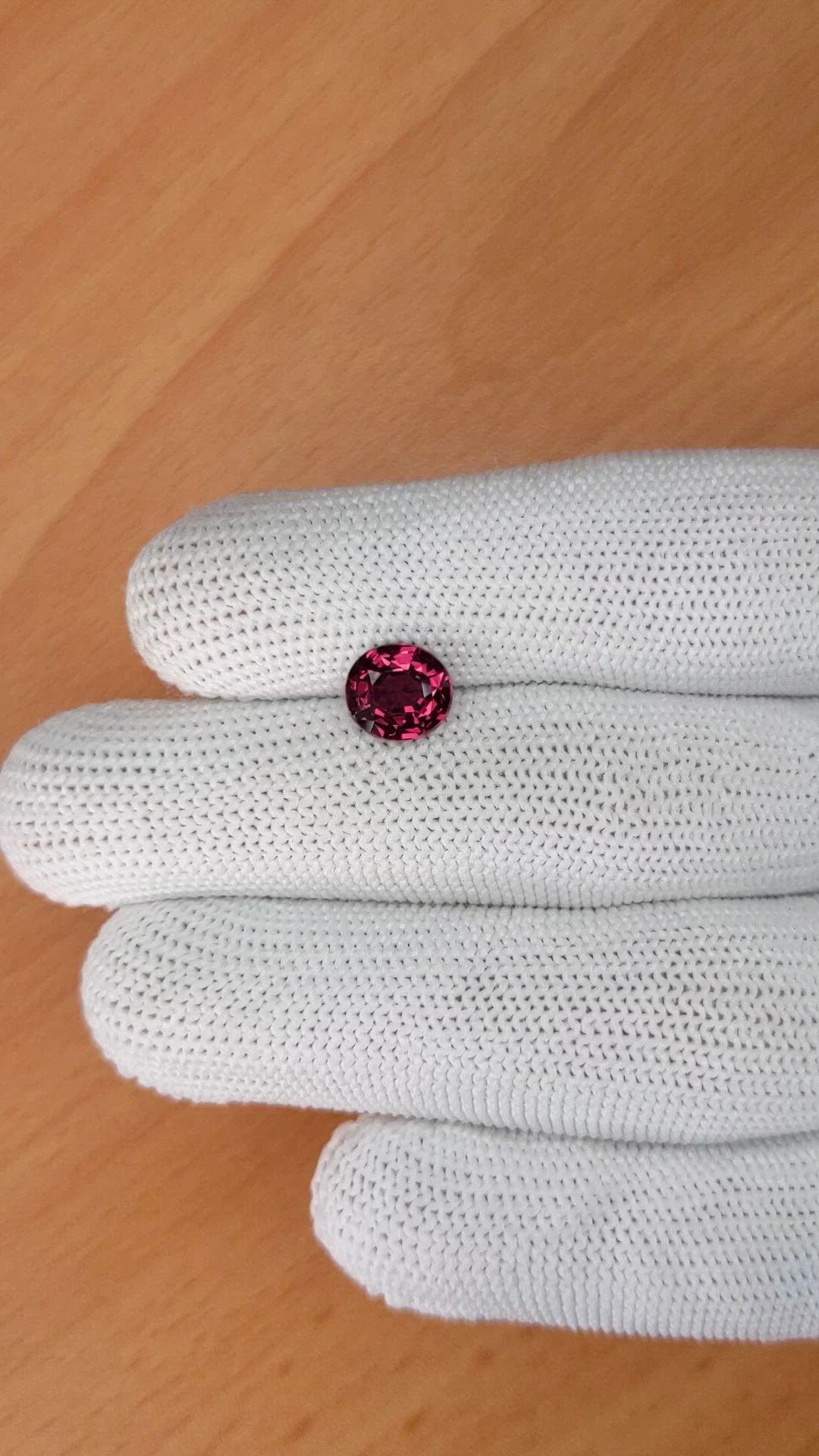 2.38 Ct. Purplish Pink Rhodolite Garnet from Ceylon (Sri Lanka) Size Video