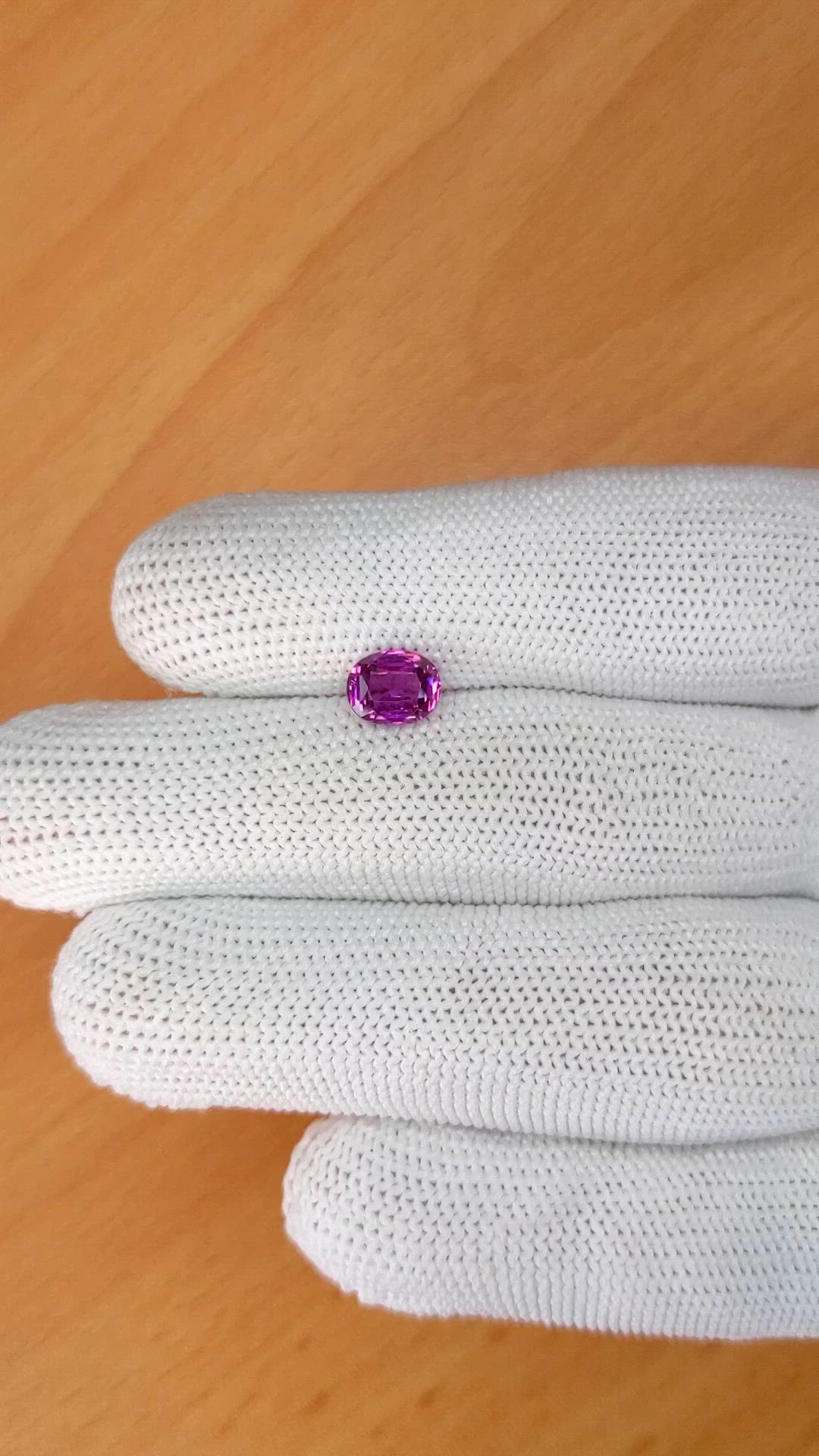 1.62 Ct. Pinkish Purple Rhodolite Garnet from Ceylon (Sri Lanka) Size Video