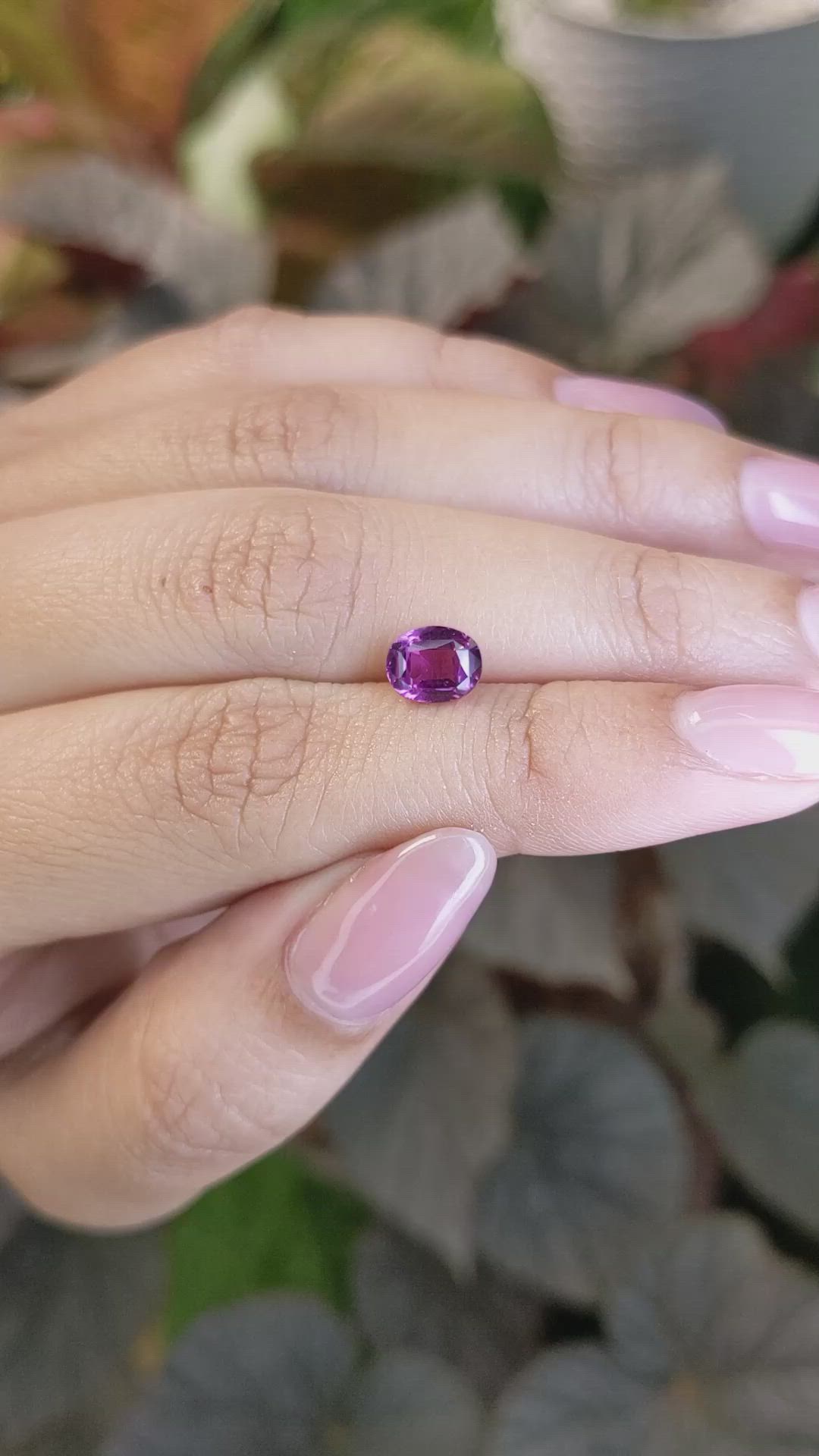 1.62 Ct. Pinkish Purple Rhodolite Garnet from Ceylon (Sri Lanka) Size Video
