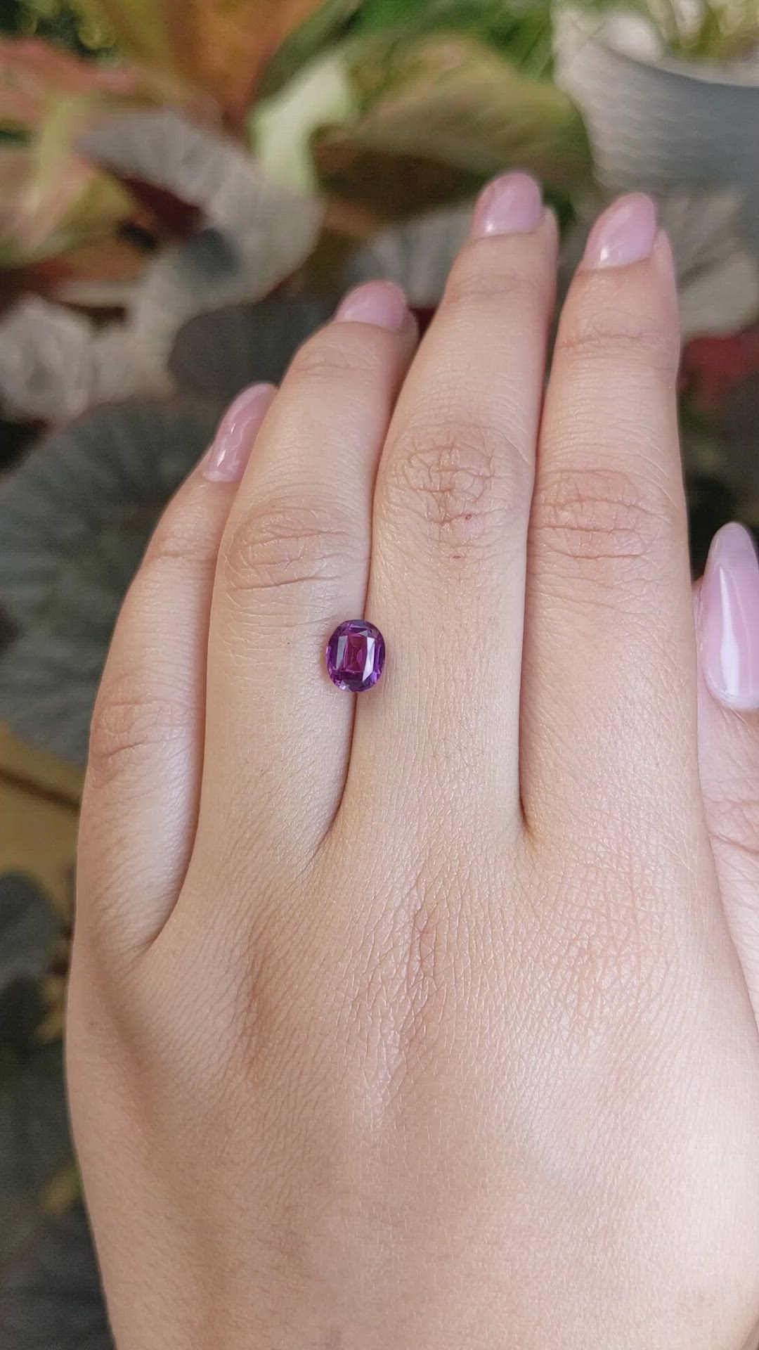 1.62 Ct. Pinkish Purple Rhodolite Garnet from Ceylon (Sri Lanka) Size Video