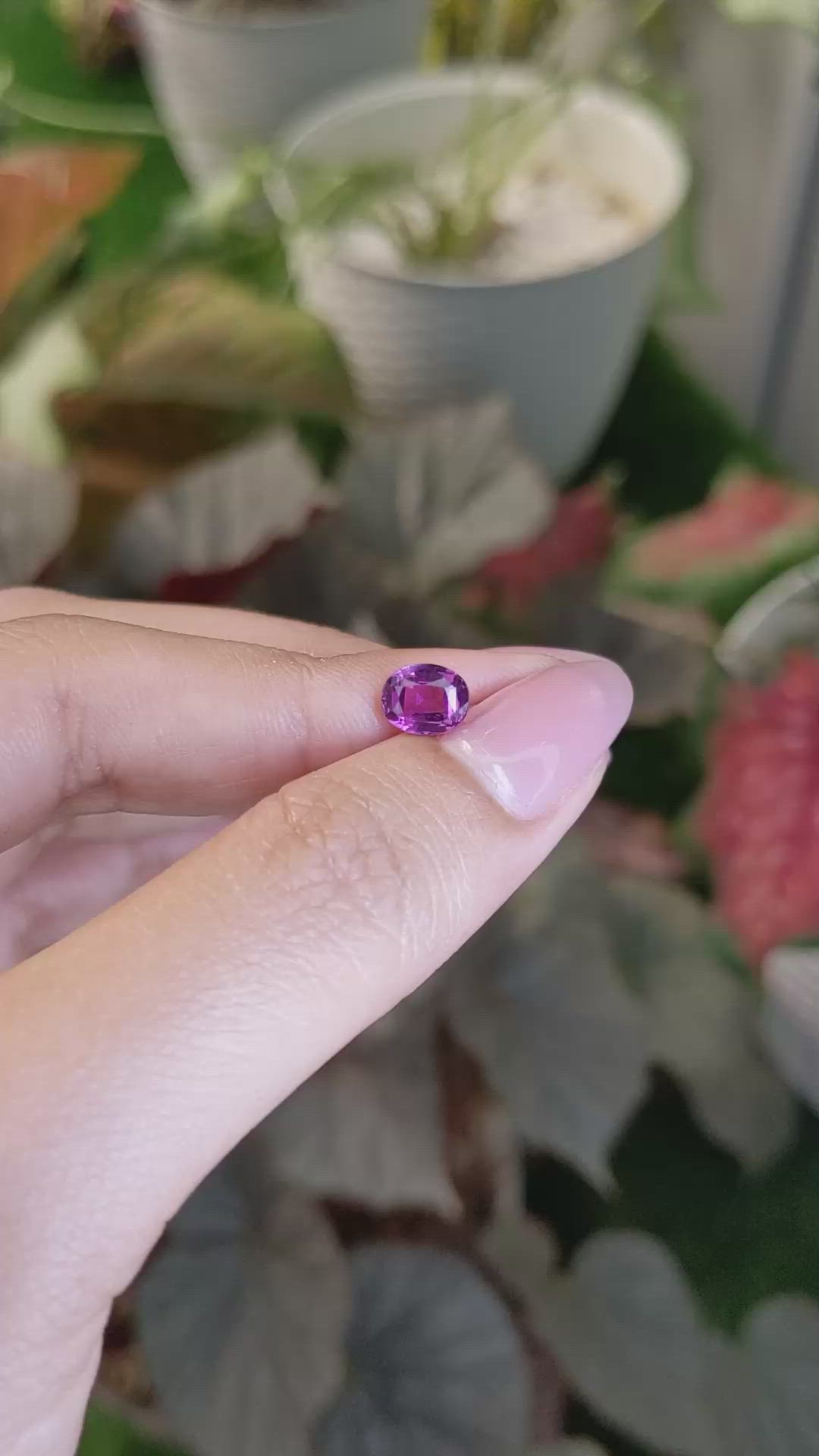 1.62 Ct. Pinkish Purple Rhodolite Garnet from Ceylon (Sri Lanka) Size Video