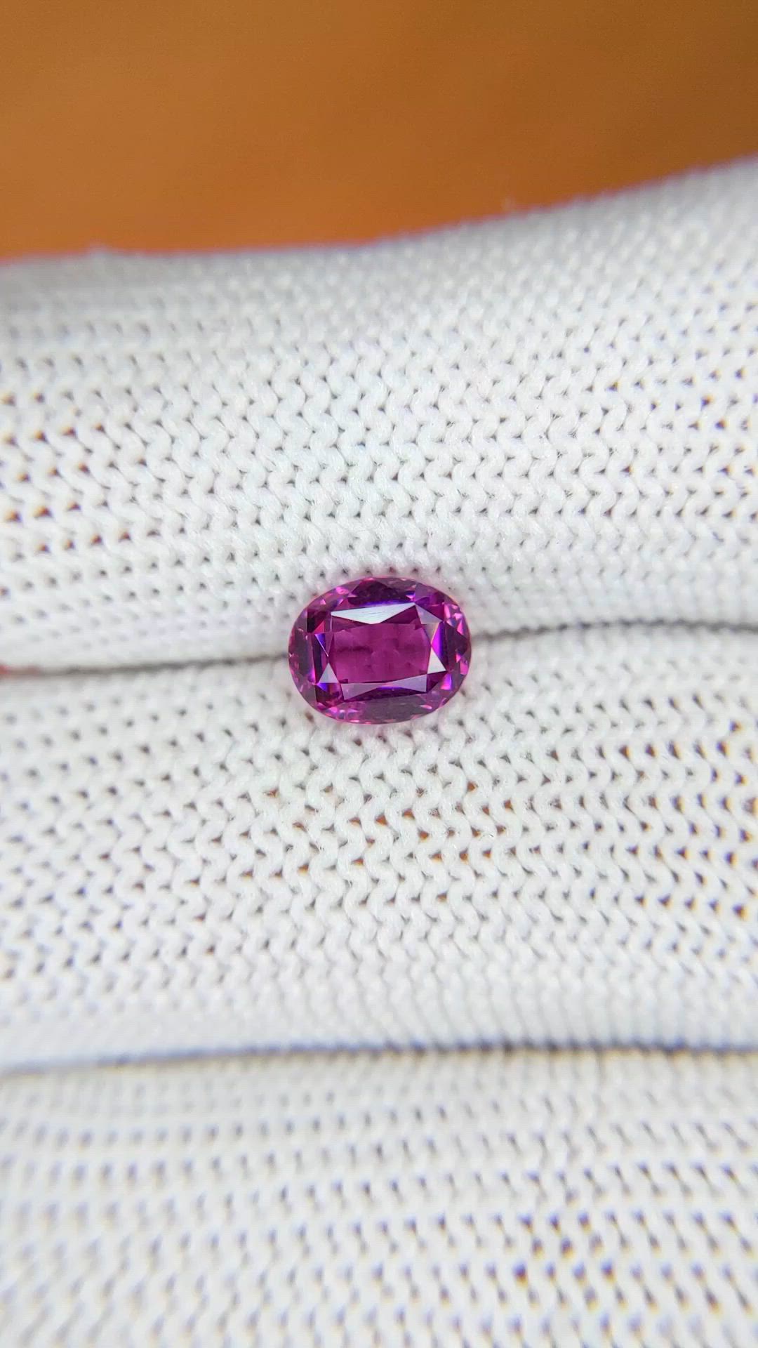 1.62 Ct. Pinkish Purple Rhodolite Garnet from Ceylon (Sri Lanka) Size Video