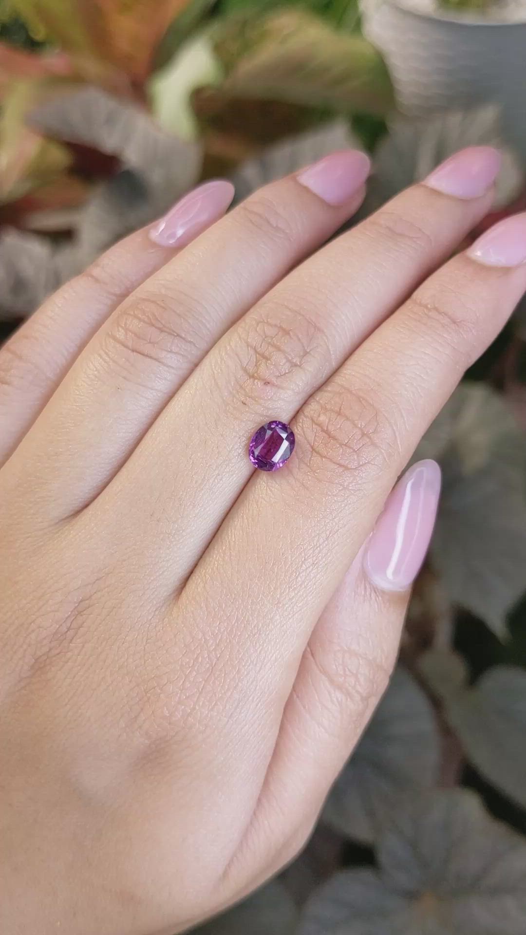 1.62 Ct. Pinkish Purple Rhodolite Garnet from Ceylon (Sri Lanka) Size Video