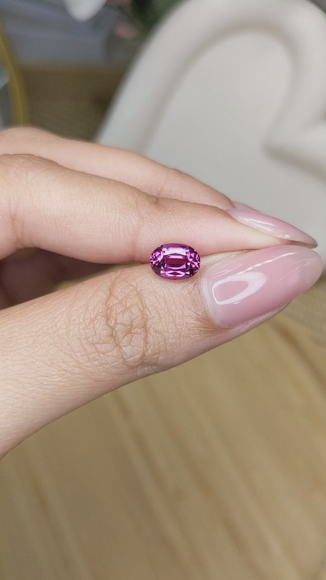 1.71 Ct. Purplish Pink Rhodolite Garnet from Ceylon (Sri Lanka) Size Video