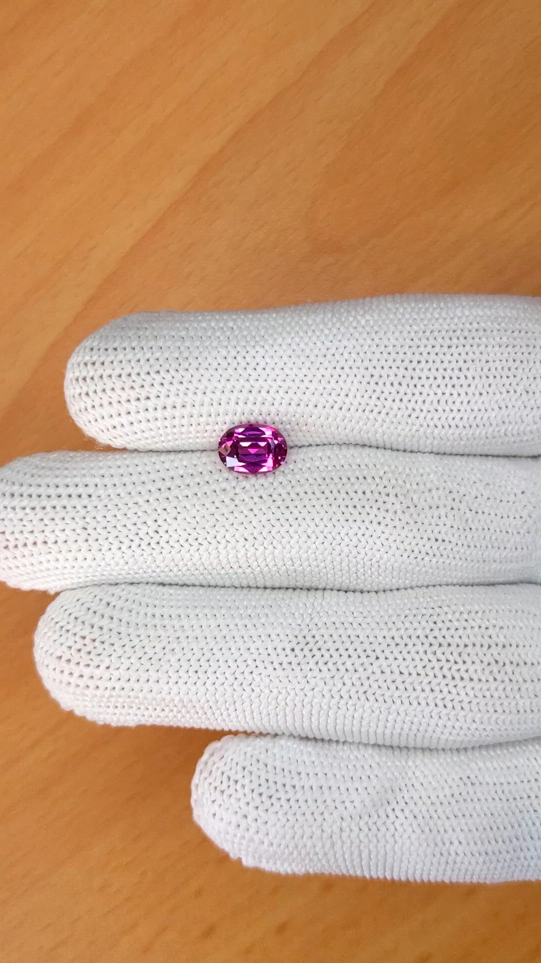 1.71 Ct. Purplish Pink Rhodolite Garnet from Ceylon (Sri Lanka) Size Video