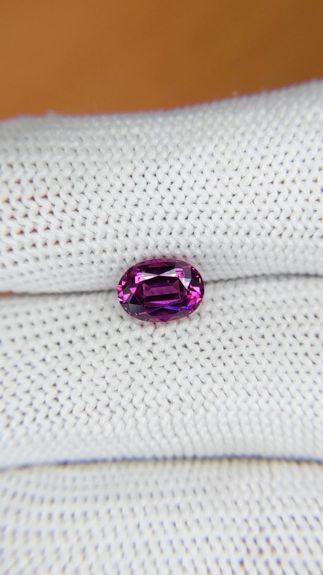 1.71 Ct. Purplish Pink Rhodolite Garnet from Ceylon (Sri Lanka) Size Video