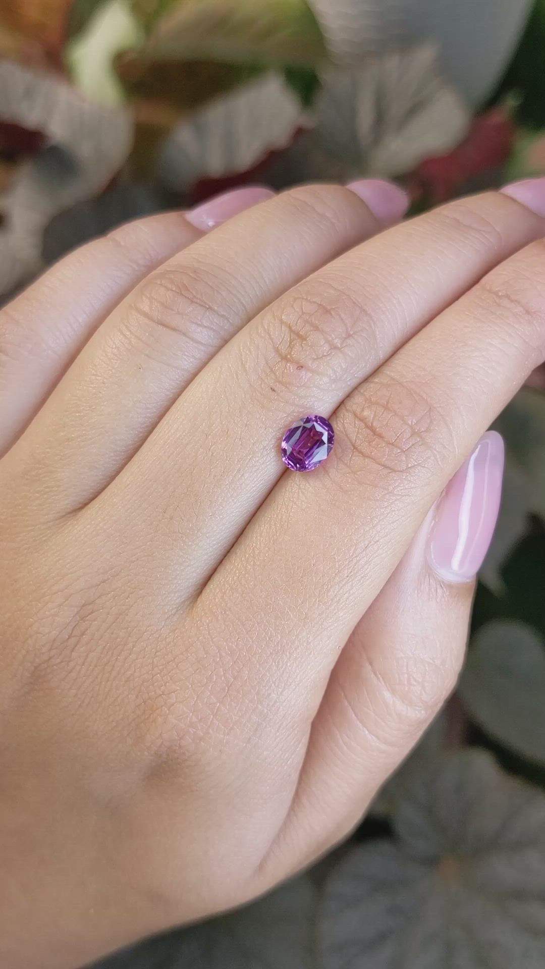 1.59 Ct. Pinkish Purple Rhodolite Garnet from Ceylon (Sri Lanka) Size Video