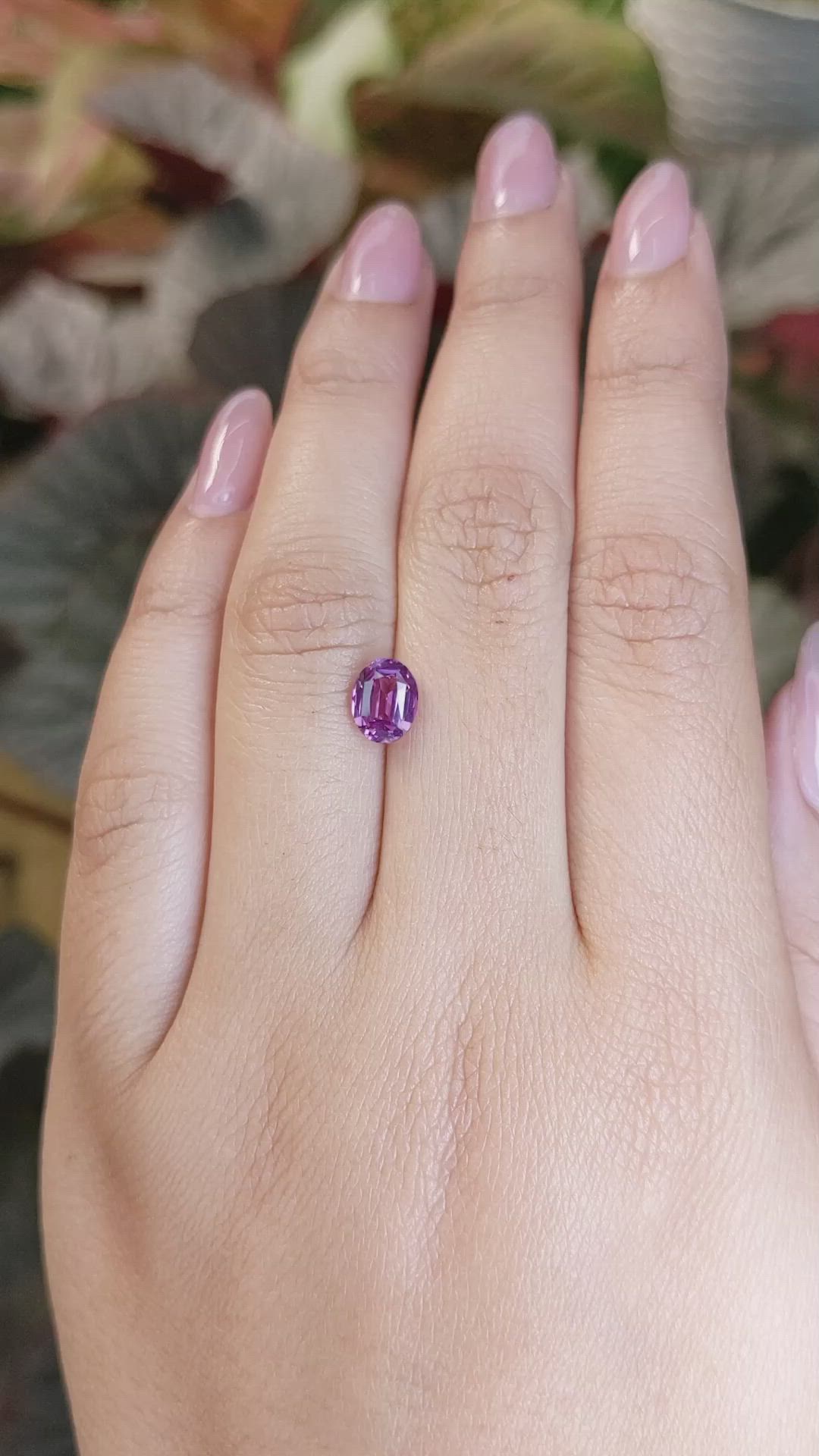 1.59 Ct. Pinkish Purple Rhodolite Garnet from Ceylon (Sri Lanka) Size Video