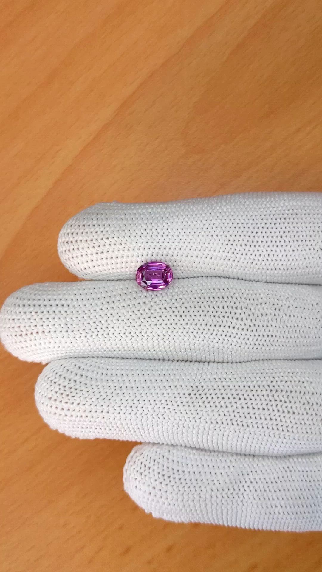 1.59 Ct. Pinkish Purple Rhodolite Garnet from Ceylon (Sri Lanka) Size Video