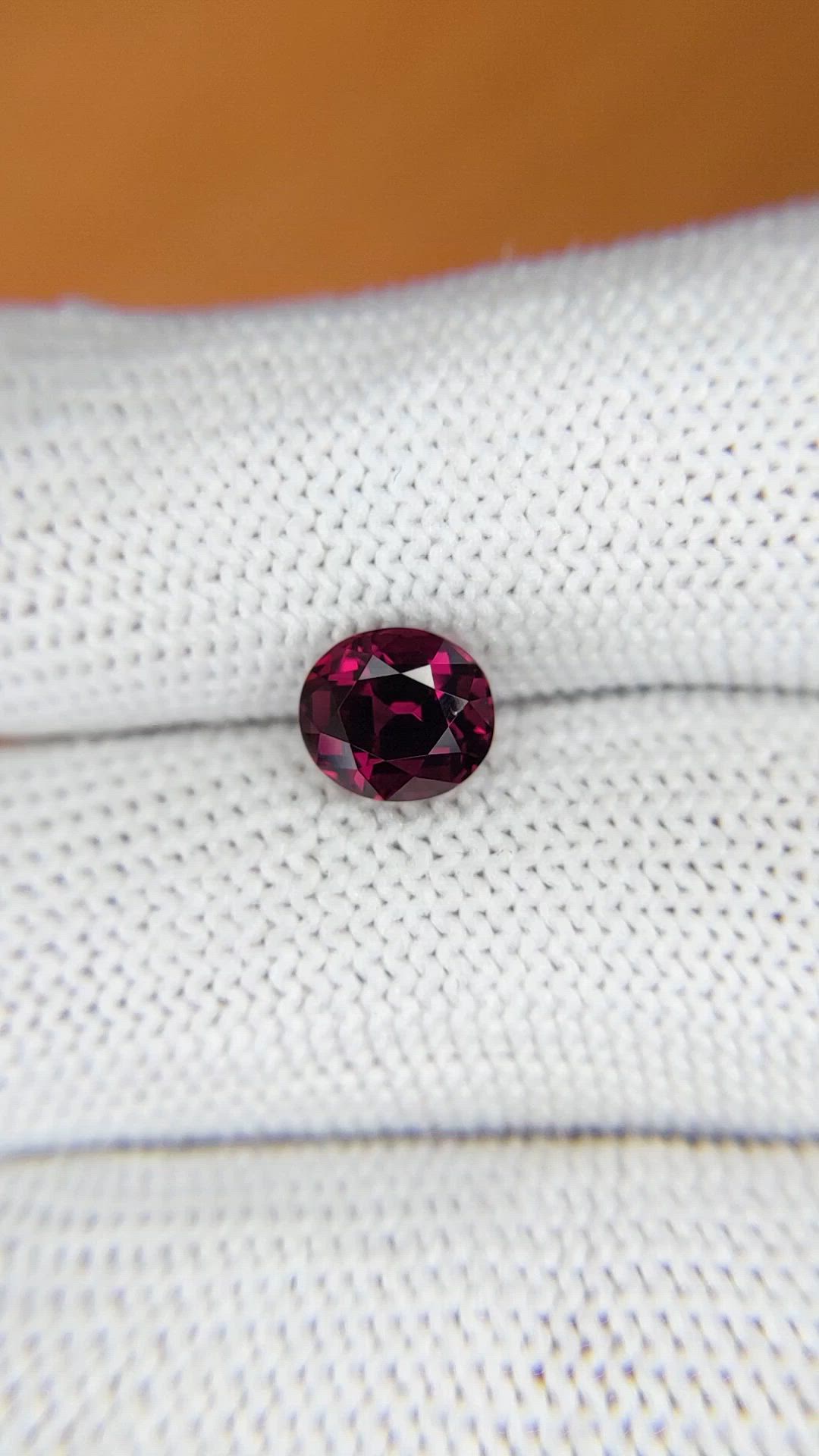 1.97 Ct. Purplish Red Rhodolite Garnet from Ceylon (Sri Lanka) Size Video