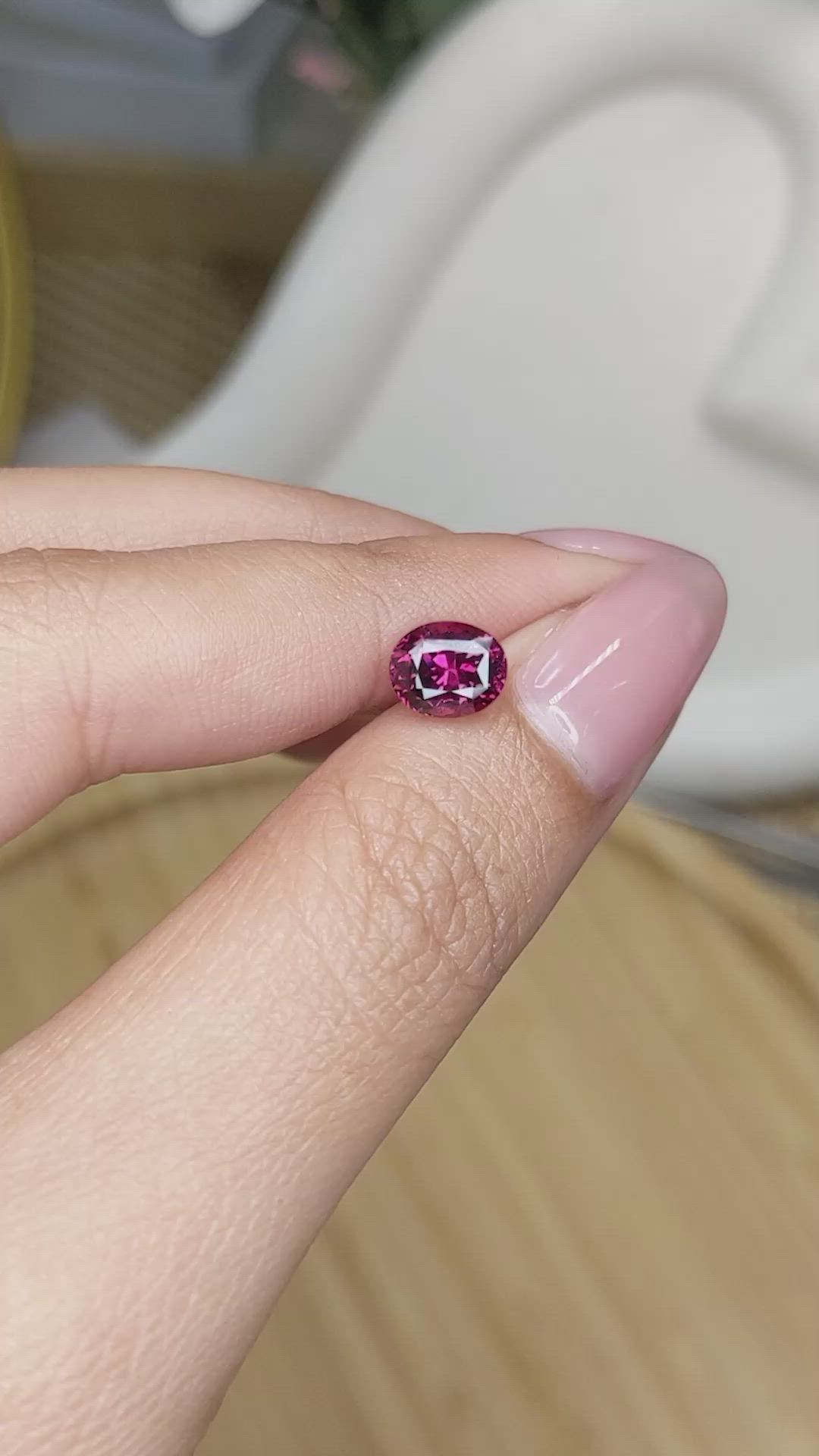 1.79 Ct. Purplish Pink Rhodolite Garnet from Ceylon (Sri Lanka) Size Video