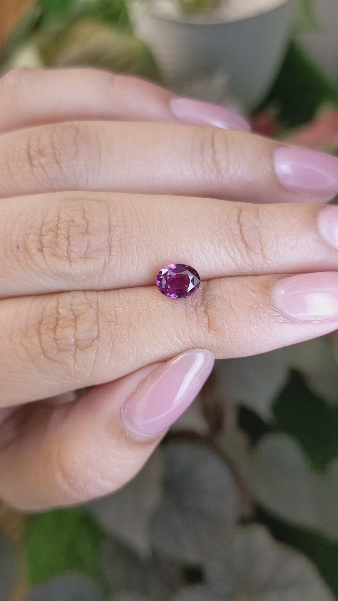 1.52 Ct. Pinkish Purple Rhodolite Garnet from Ceylon (Sri Lanka) Size Video