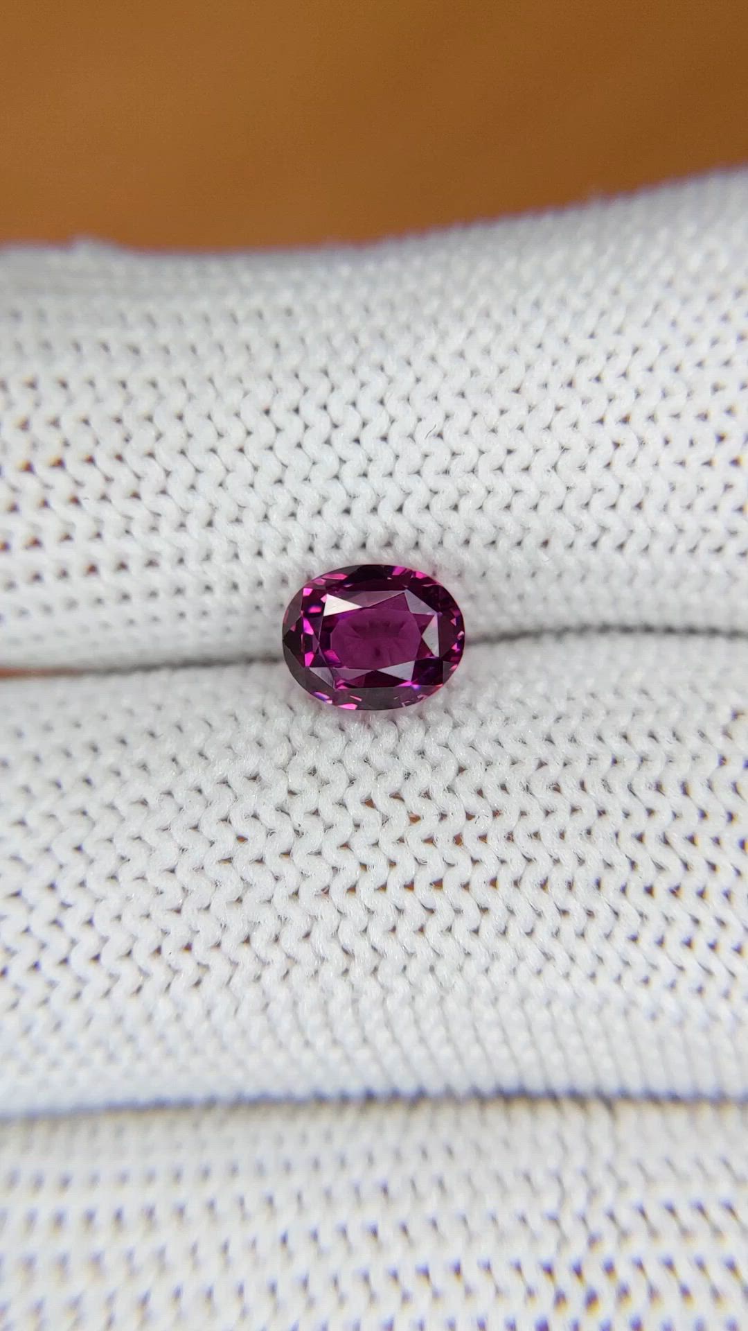 1.52 Ct. Pinkish Purple Rhodolite Garnet from Ceylon (Sri Lanka) Size Video