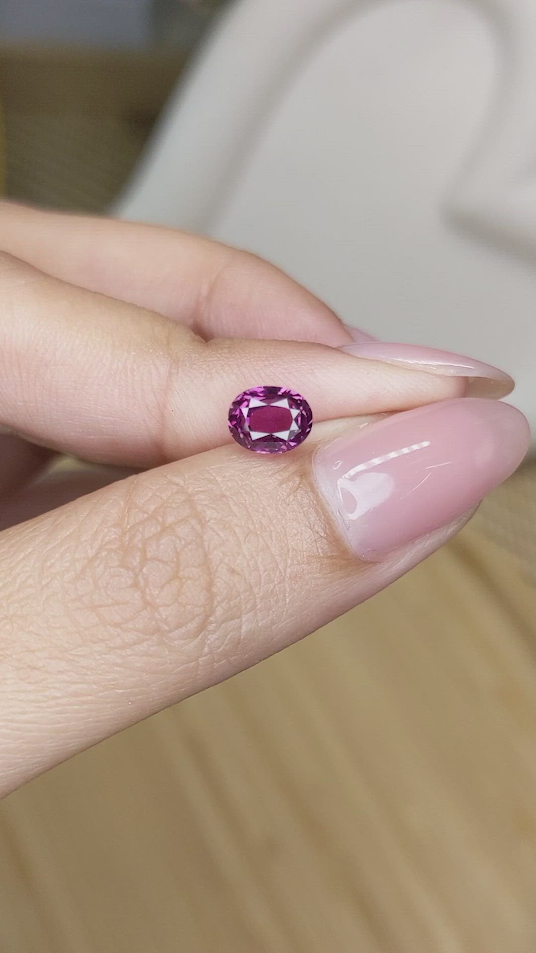 1.52 Ct. Pinkish Purple Rhodolite Garnet from Ceylon (Sri Lanka) Size Video