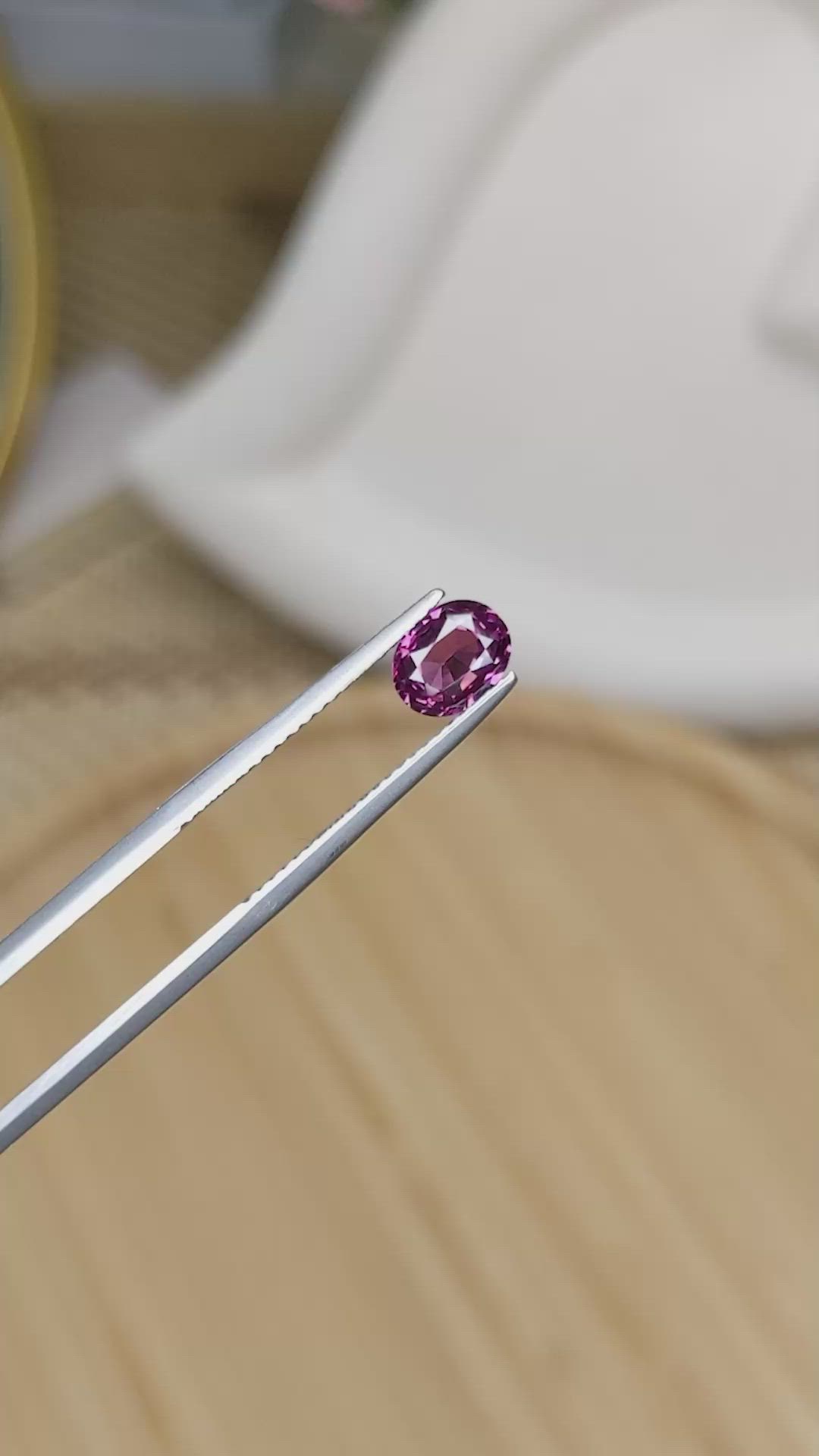1.52 Ct. Pinkish Purple Rhodolite Garnet from Ceylon (Sri Lanka) Size Video