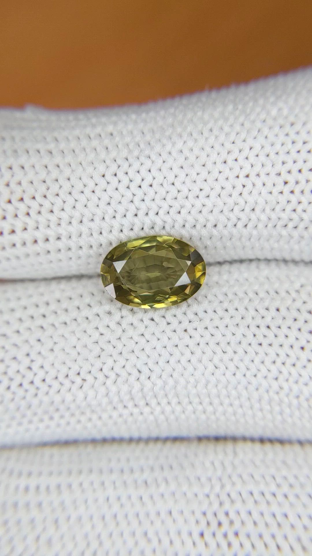 2.43 Ct. Greenish Yellow Zircon from Ceylon (Sri Lanka) Size Video