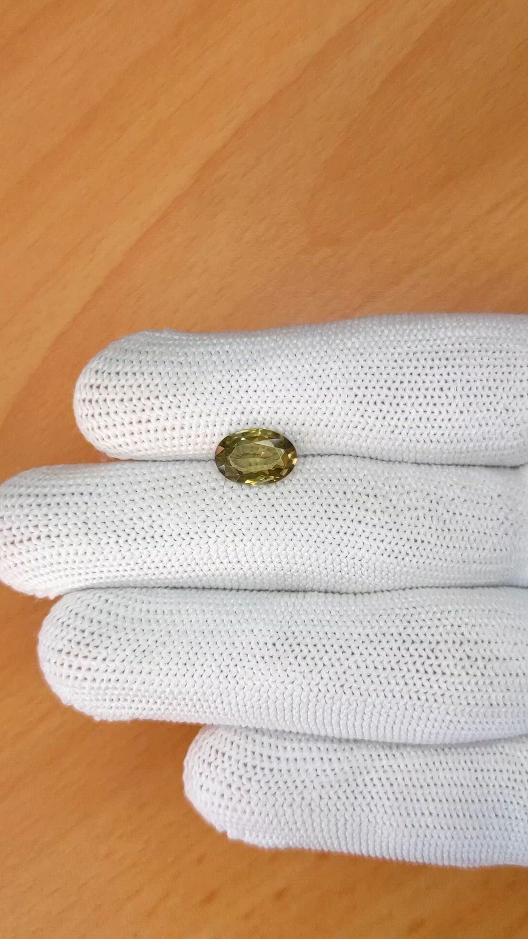 2.43 Ct. Greenish Yellow Zircon from Ceylon (Sri Lanka) Size Video