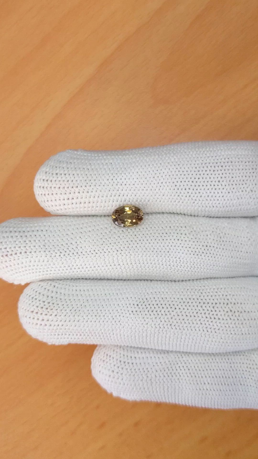 1.76 Ct. Yellowish Brown Zircon from Ceylon (Sri Lanka) Size Video