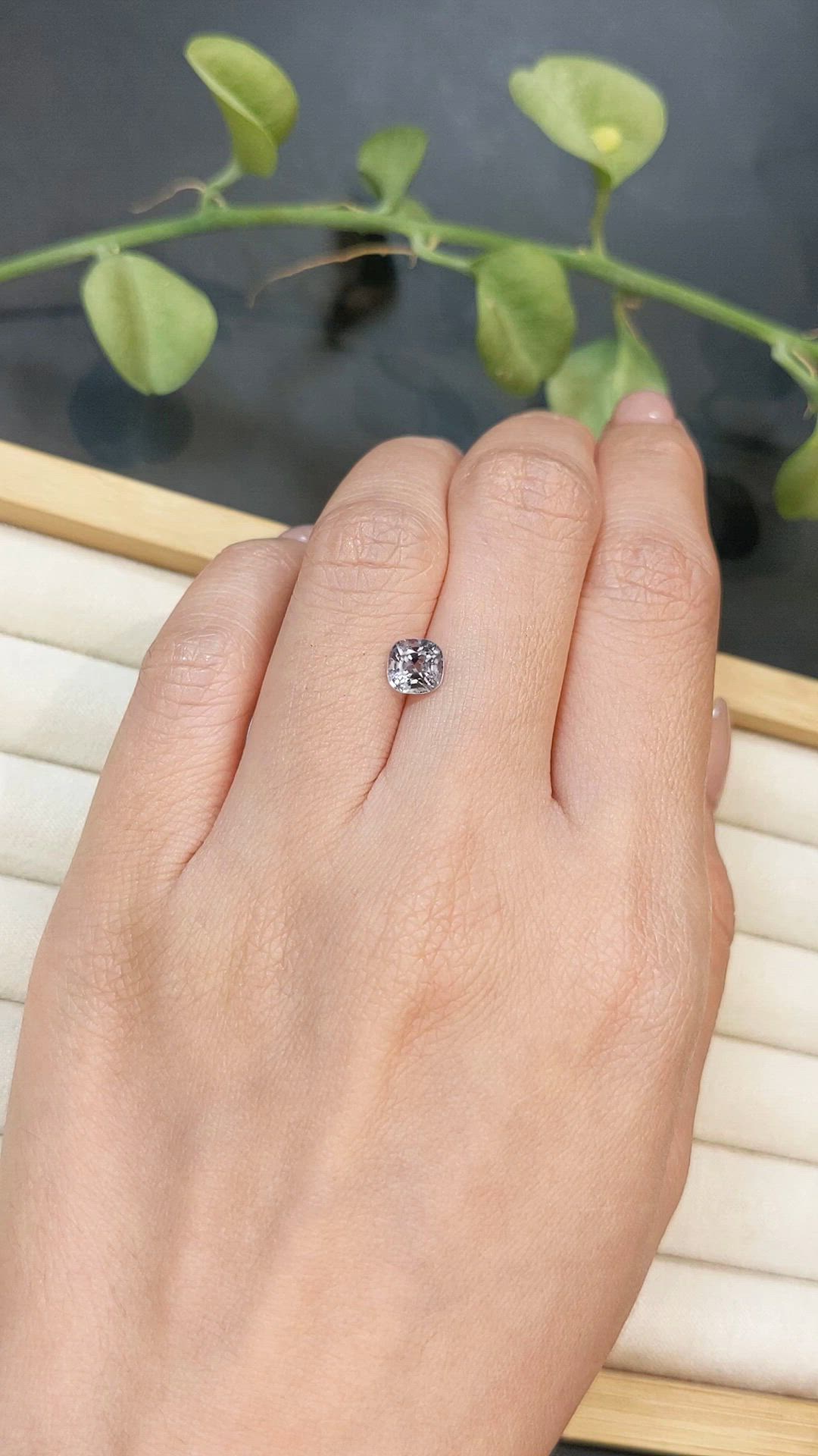 1.00 Ct. Purplish Grey Spinel from Burma (Myanmar) Size Video