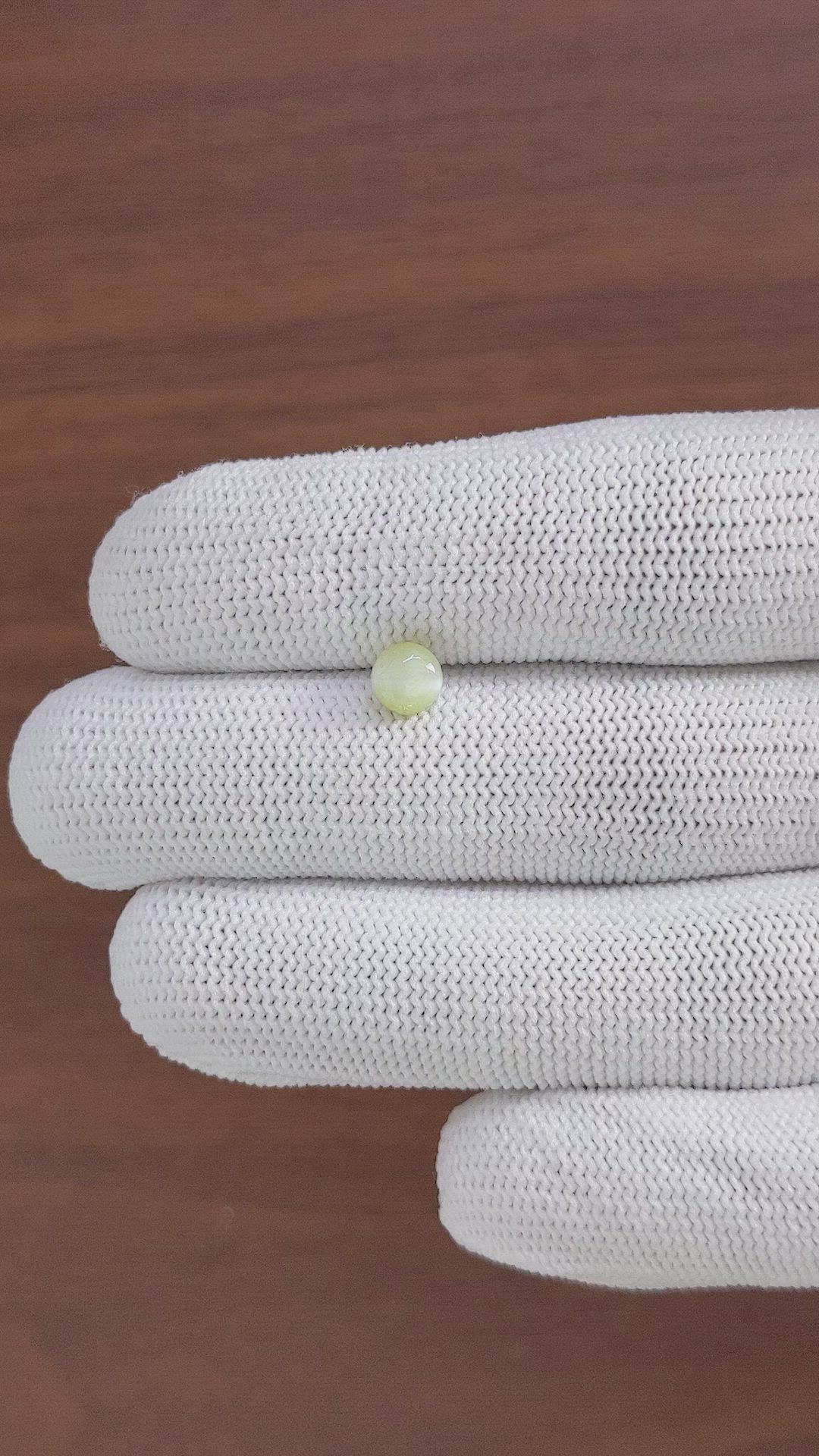 1.17 Ct. Yellowish Green Cabochon Chrysoberyl from Ceylon (Sri Lanka) Size Video