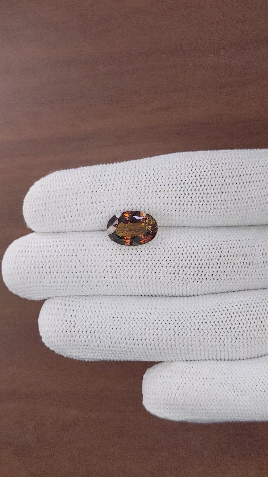 5.34 Ct. Reddish Orange Tourmaline from Ceylon (Sri Lanka) Size Video