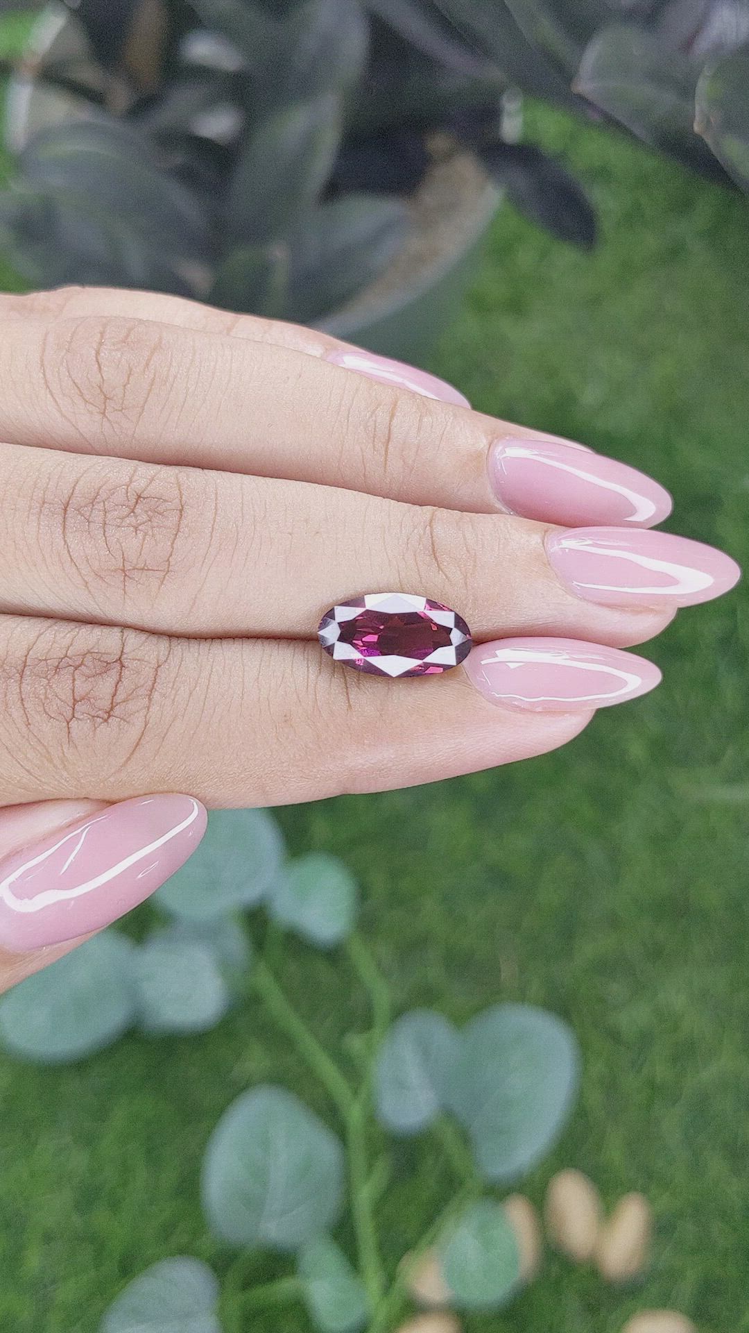 3.59 Ct. Purplish Pink Rhodolite Garnet from Ceylon (Sri Lanka) Size Video