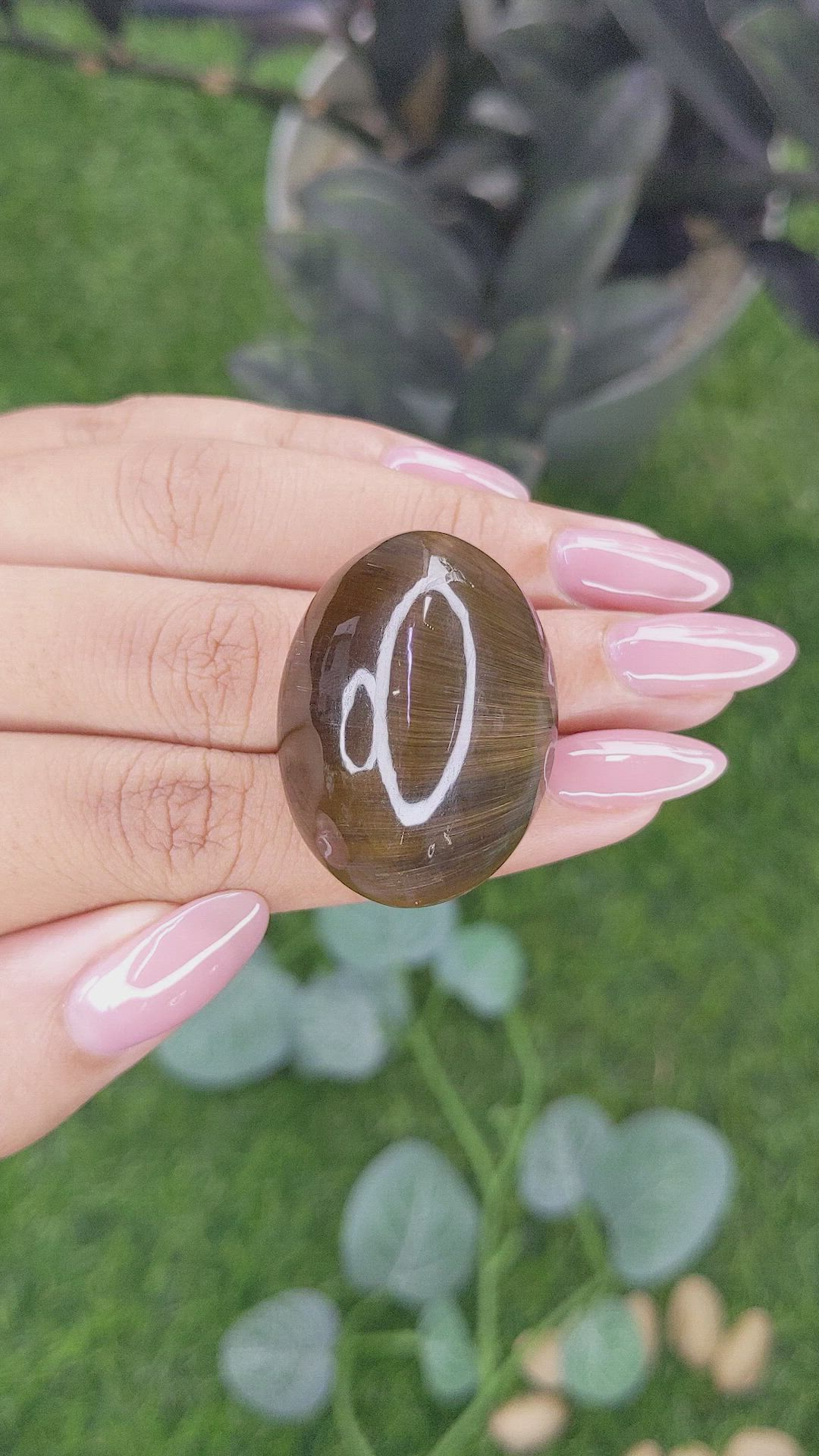 100.43 Ct. Brown Cabochon Rutilated Quartz from Ceylon (Sri Lanka) Size Video