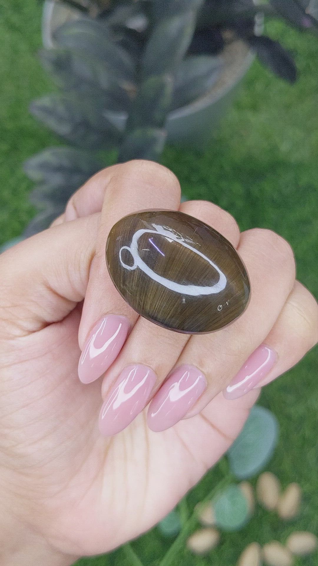 100.43 Ct. Brown Cabochon Rutilated Quartz from Ceylon (Sri Lanka) Size Video