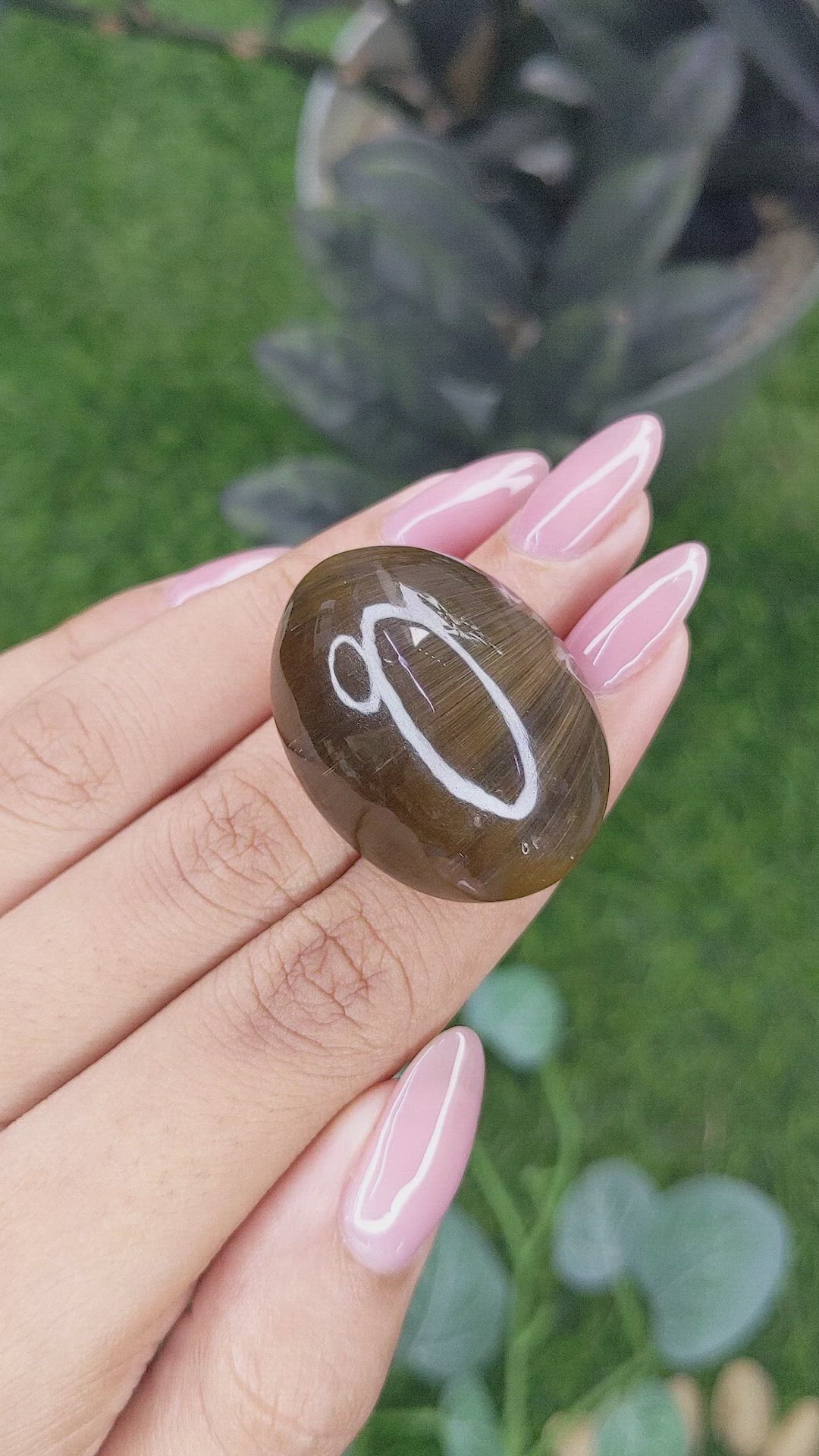 100.43 Ct. Brown Cabochon Rutilated Quartz from Ceylon (Sri Lanka) Size Video