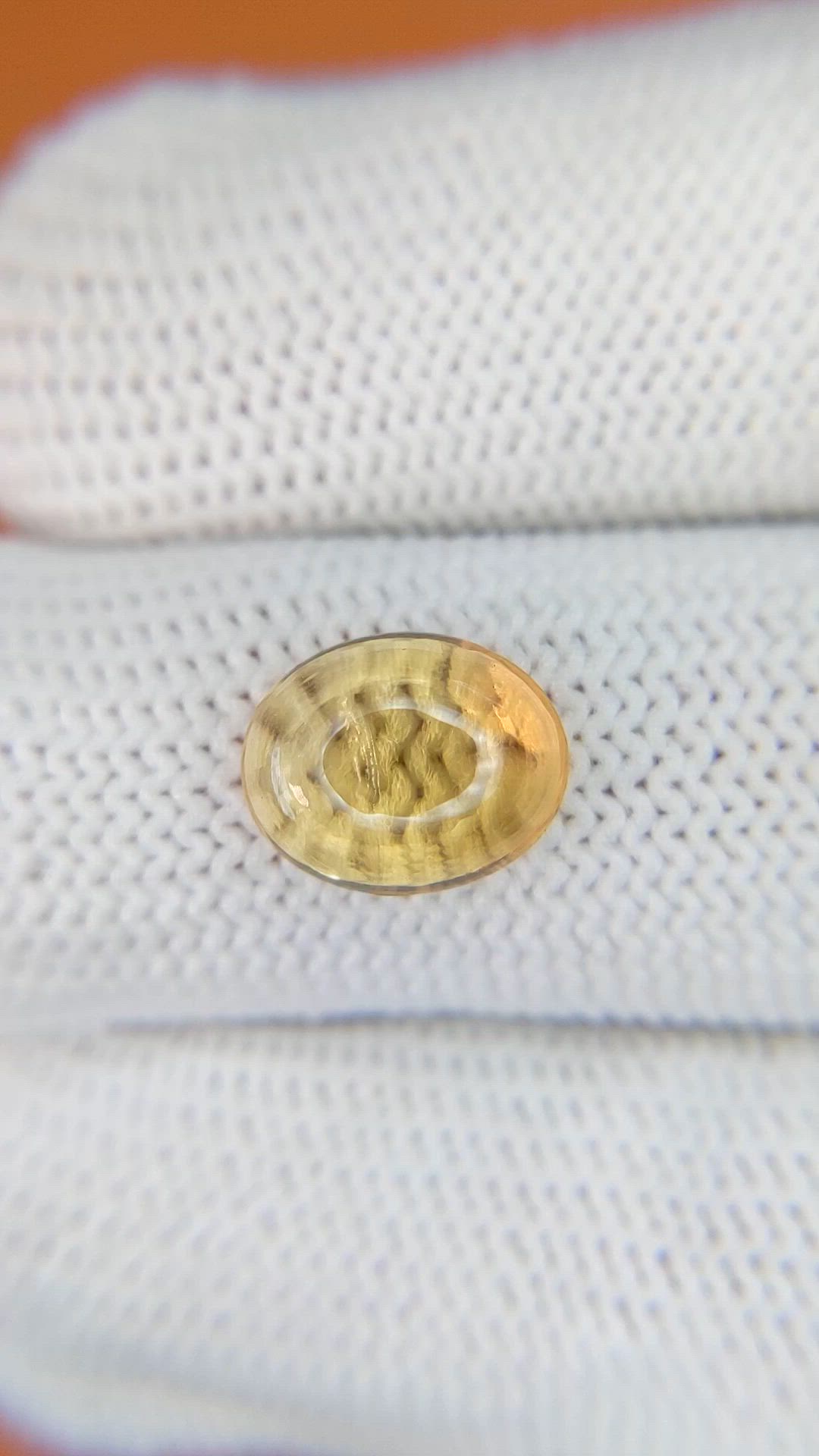 2.23 Ct. Yellow Cabochon Citrine from Ceylon (Sri Lanka) Size Video