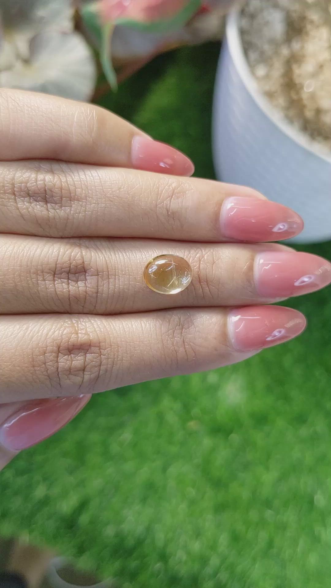 2.23 Ct. Yellow Cabochon Citrine from Ceylon (Sri Lanka) Size Video