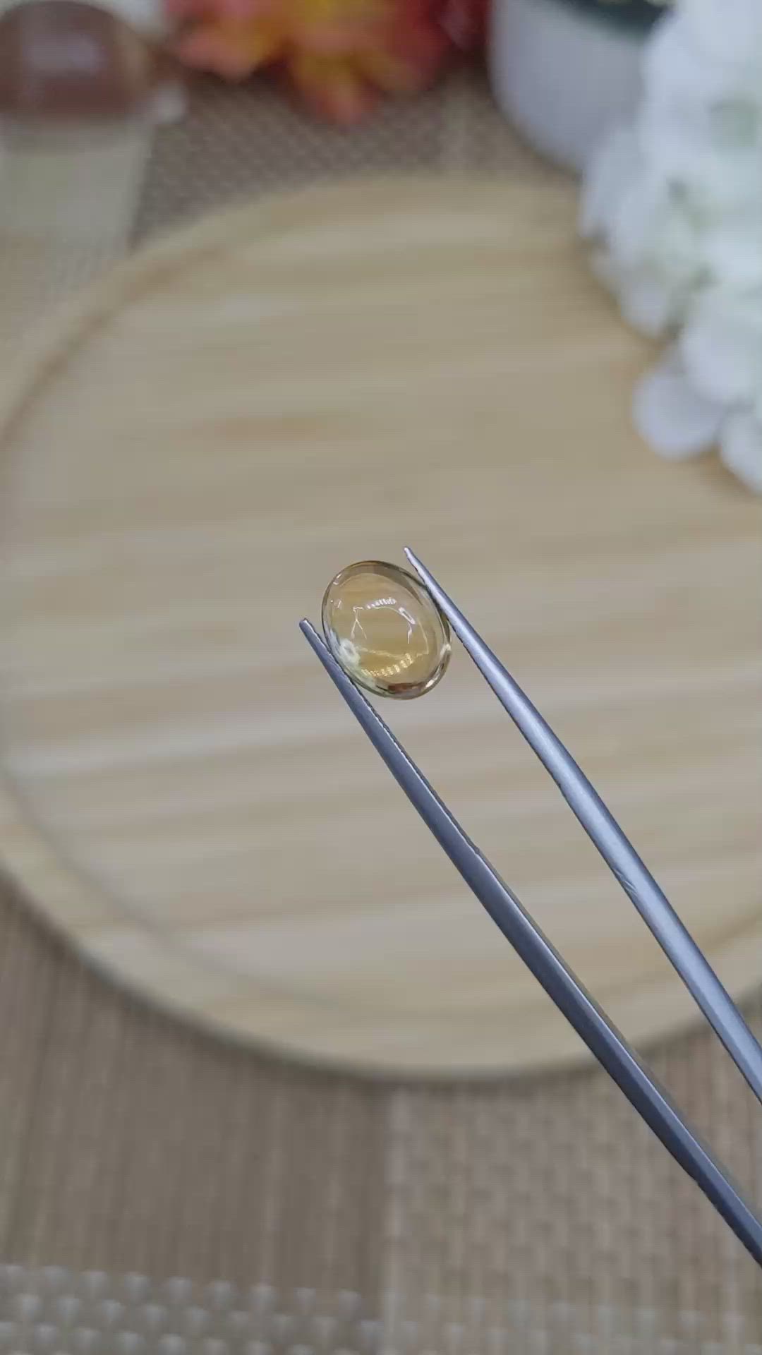 2.37 Ct. Yellow Cabochon Citrine from Ceylon (Sri Lanka) Size Video
