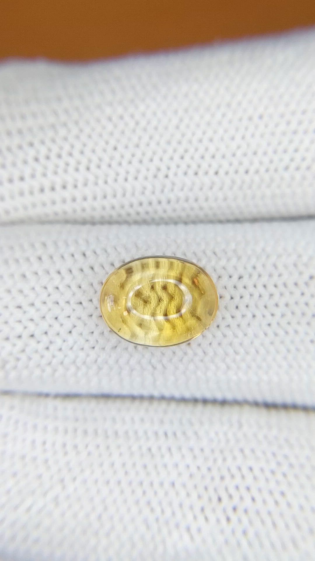 2.37 Ct. Yellow Cabochon Citrine from Ceylon (Sri Lanka) Size Video