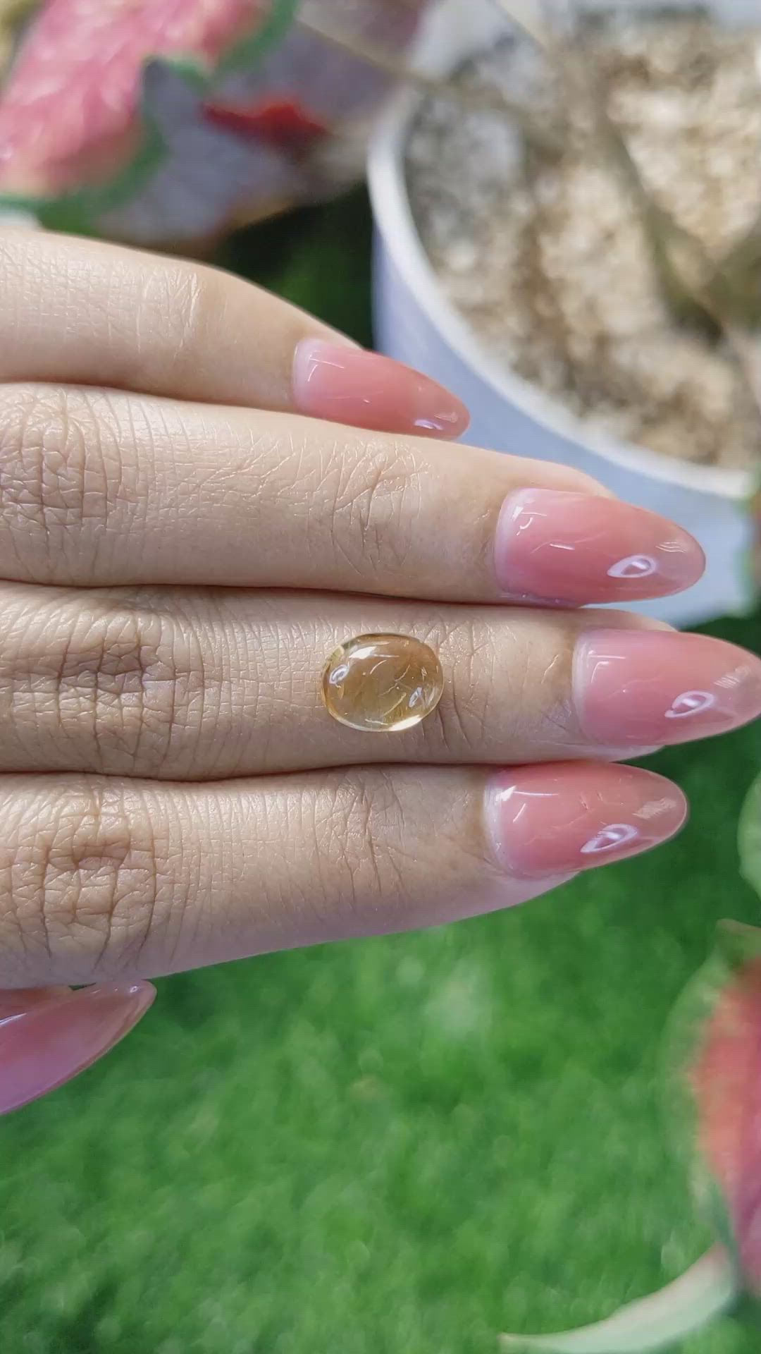 2.37 Ct. Yellow Cabochon Citrine from Ceylon (Sri Lanka) Size Video