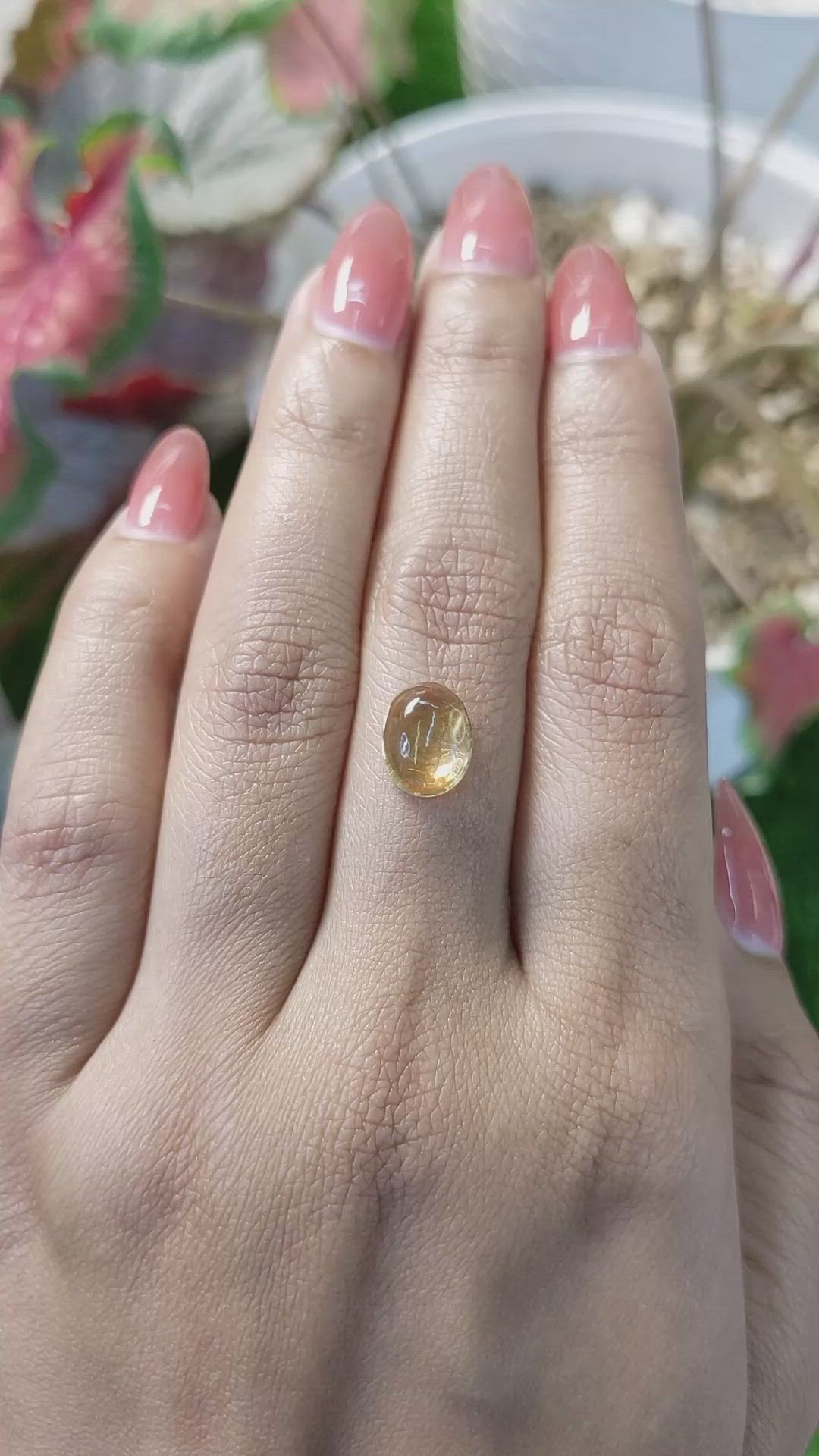 2.37 Ct. Yellow Cabochon Citrine from Ceylon (Sri Lanka) Size Video