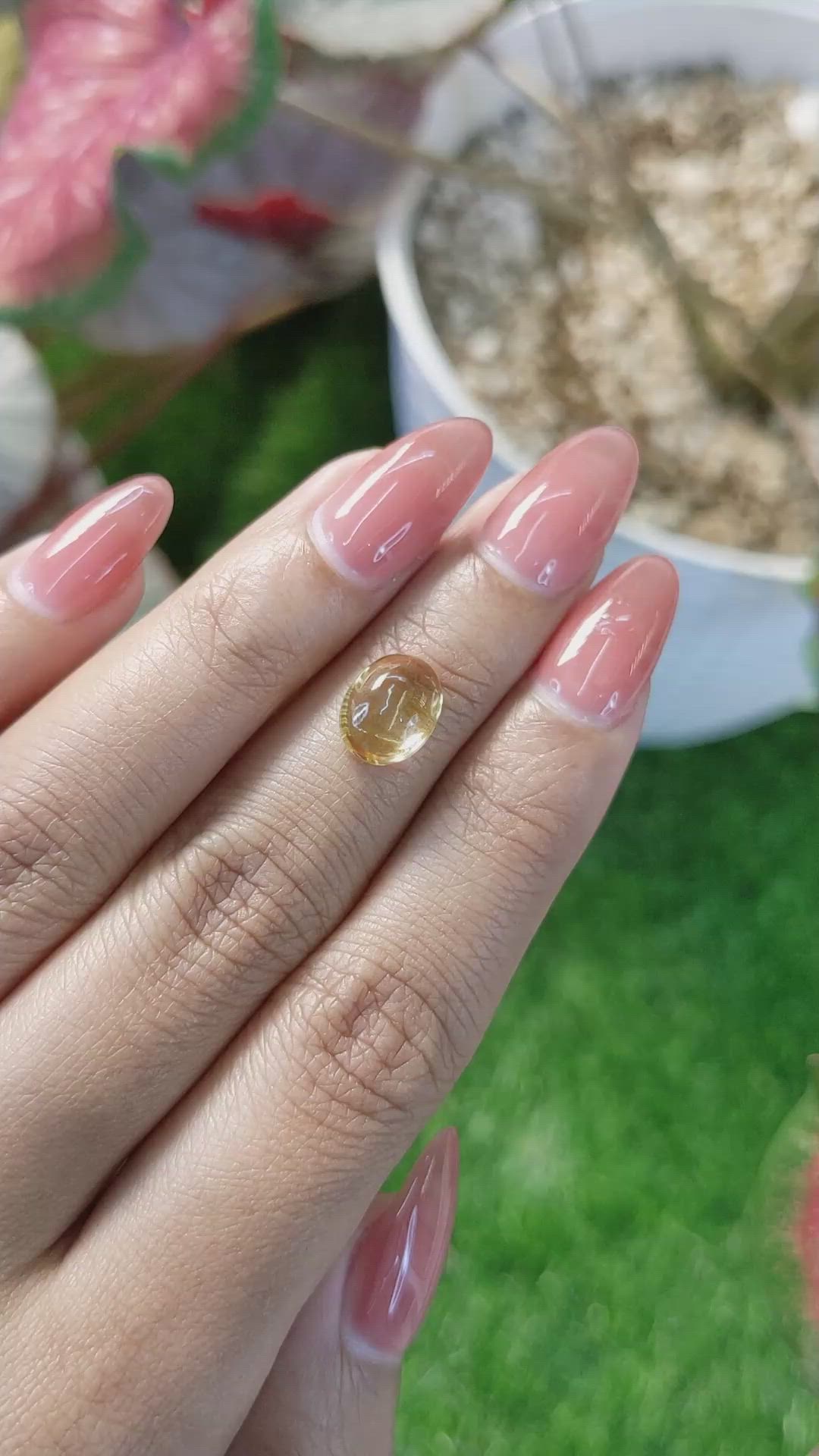 2.37 Ct. Yellow Cabochon Citrine from Ceylon (Sri Lanka) Size Video