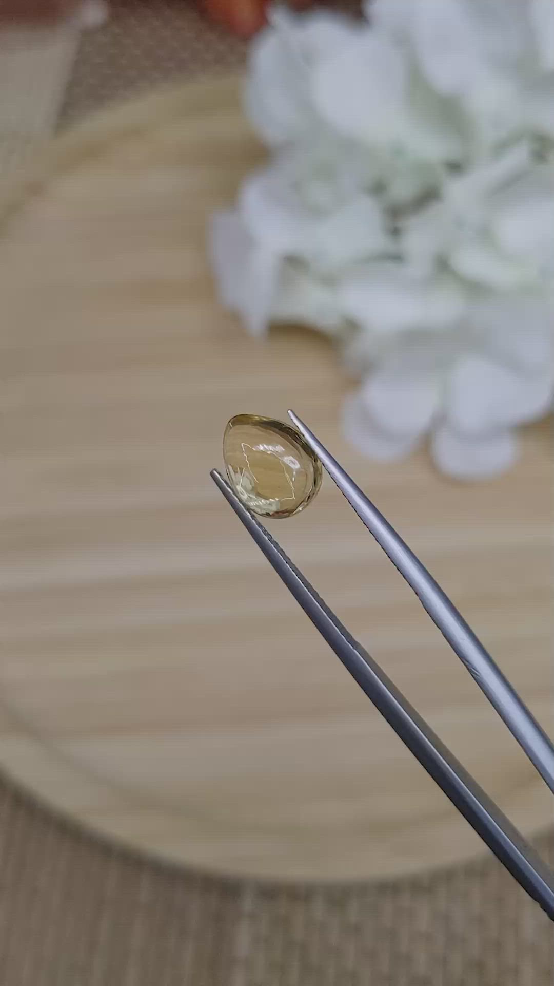 2.25 Ct. Yellow Cabochon Citrine from Ceylon (Sri Lanka) Size Video