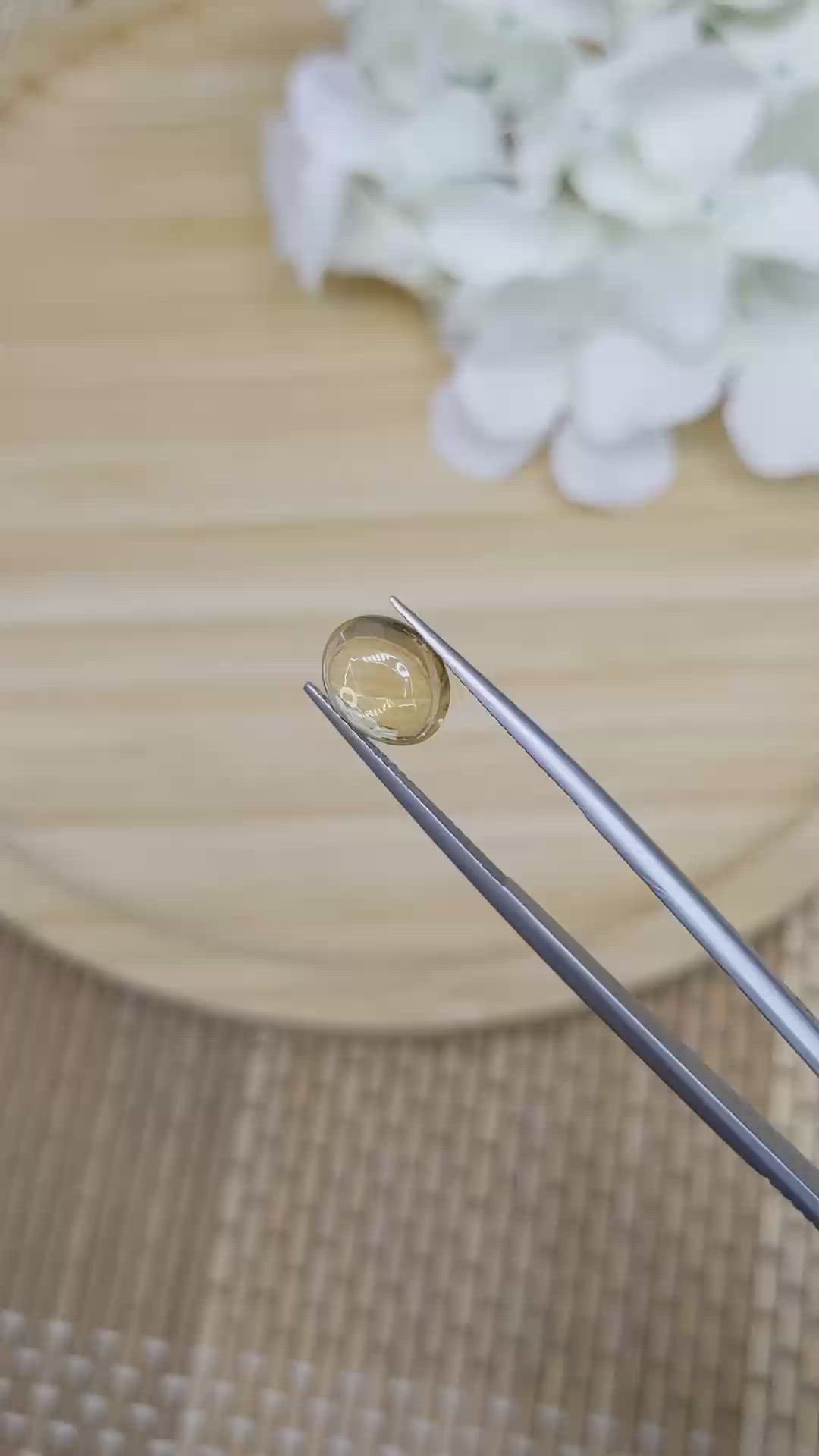 2.29 Ct. Yellow Cabochon Citrine from Ceylon (Sri Lanka) Size Video