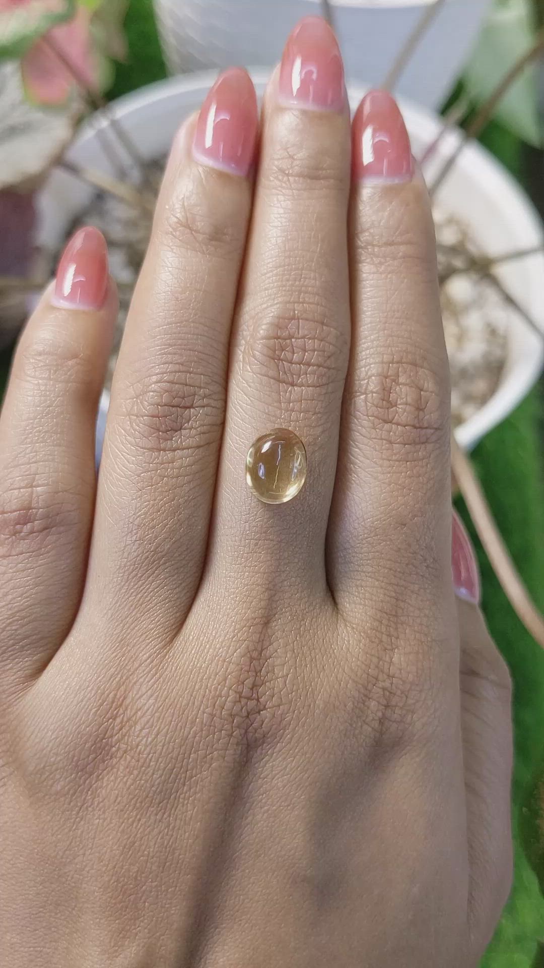 2.29 Ct. Yellow Cabochon Citrine from Ceylon (Sri Lanka) Size Video