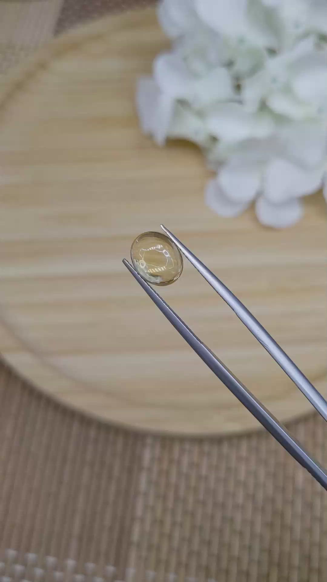 2.50 Ct. Yellow Cabochon Citrine from Ceylon (Sri Lanka) Size Video