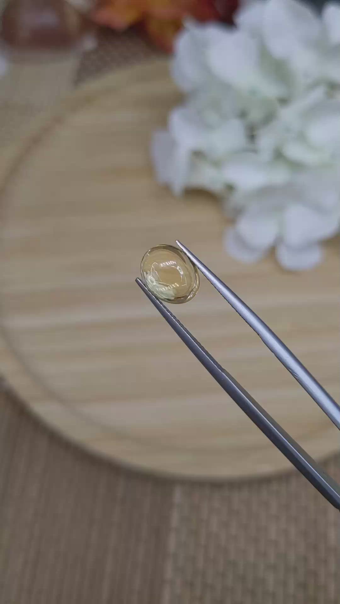 2.21 Ct. Yellow Cabochon Citrine from Ceylon (Sri Lanka) Size Video