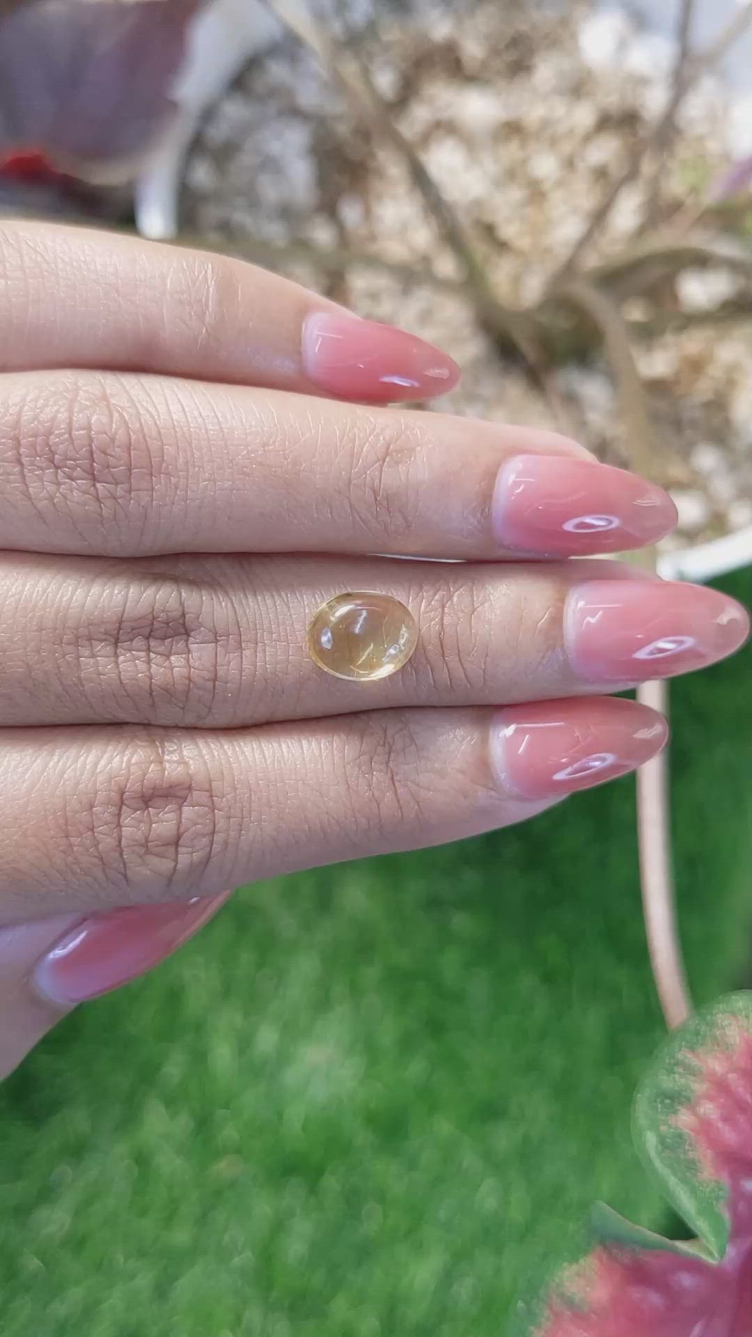 2.34 Ct. Yellow Cabochon Citrine from Ceylon (Sri Lanka) Size Video
