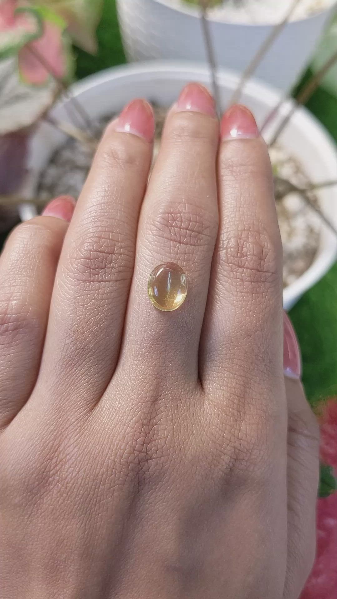 2.34 Ct. Yellow Cabochon Citrine from Ceylon (Sri Lanka) Size Video