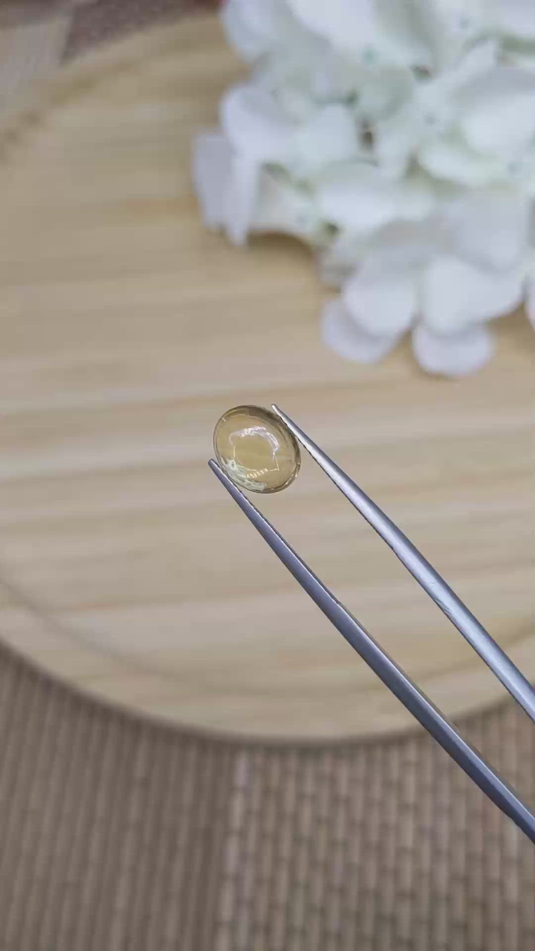 2.34 Ct. Yellow Cabochon Citrine from Ceylon (Sri Lanka) Size Video