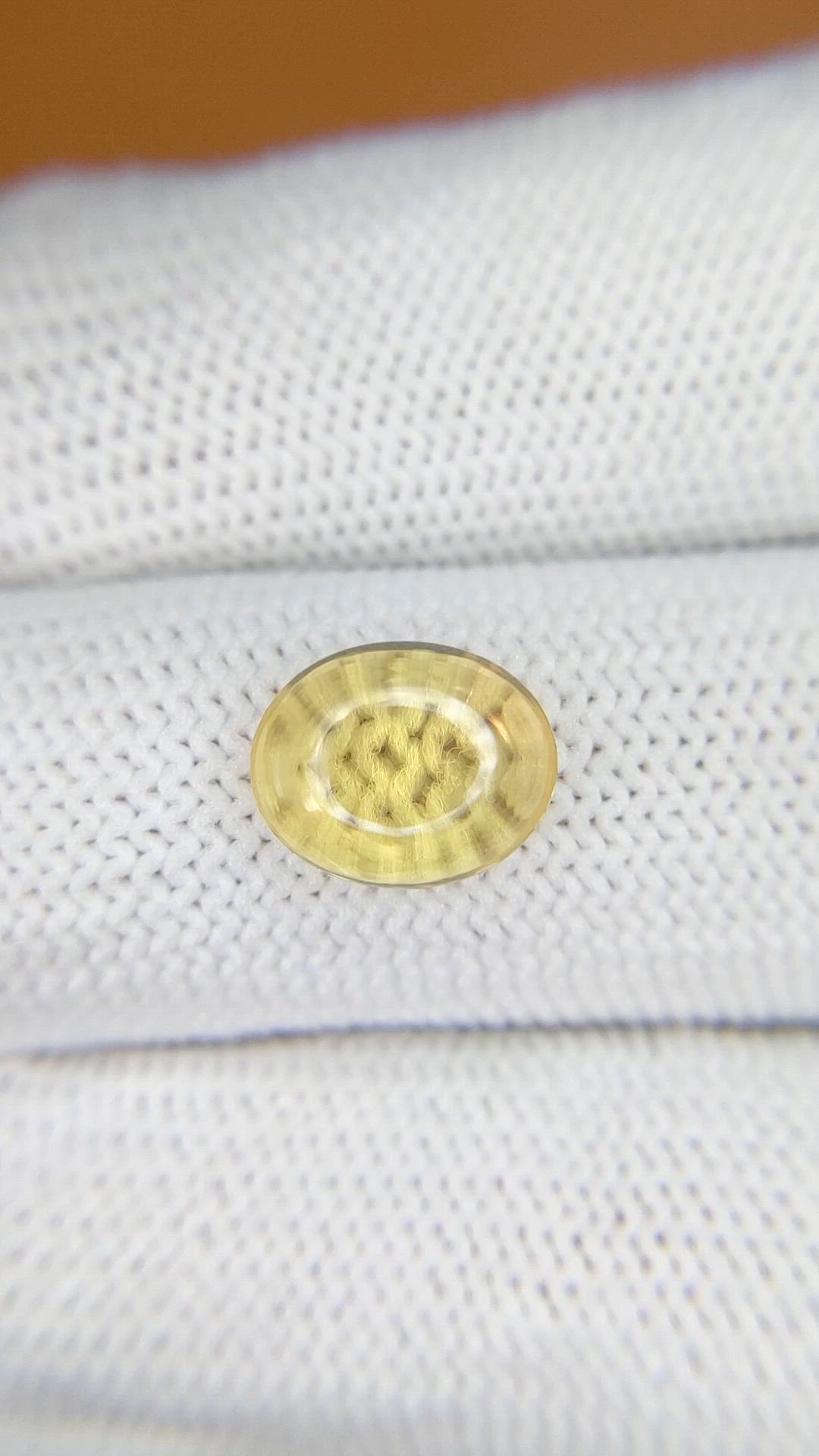 2.34 Ct. Yellow Cabochon Citrine from Ceylon (Sri Lanka) Size Video